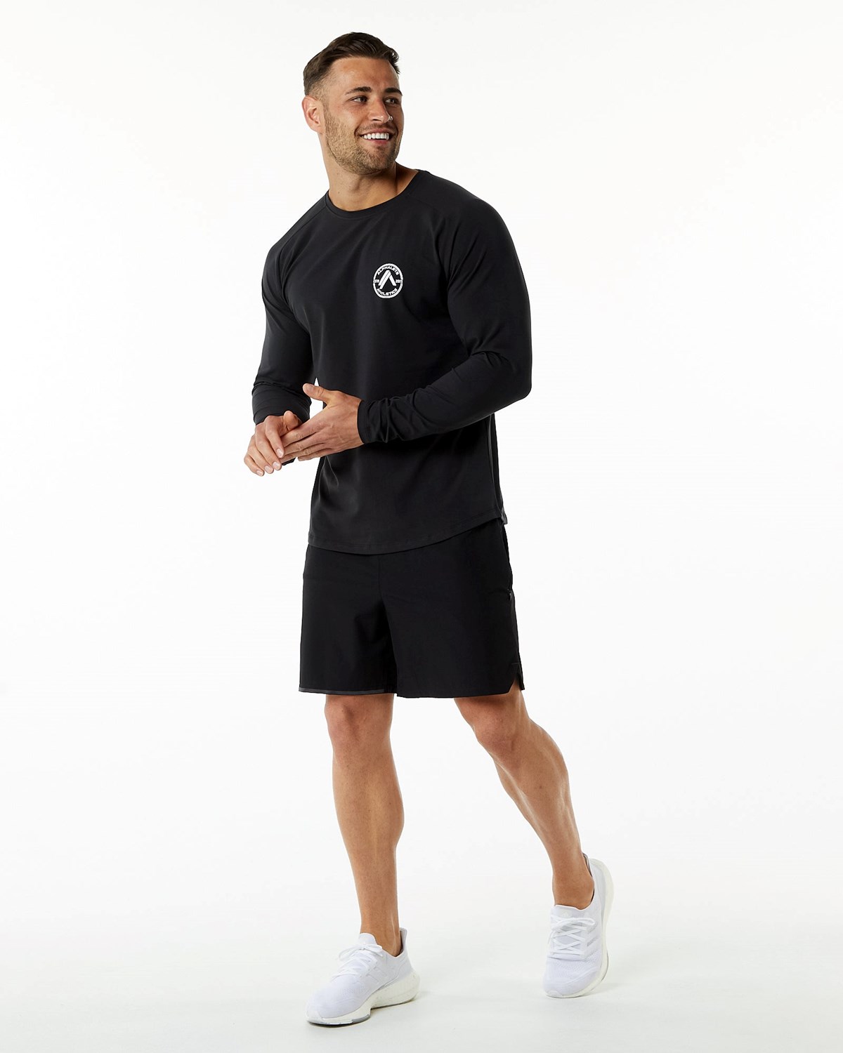 Alphalete Fitted Performance Long Sleeve Czarne | 87349-DETG