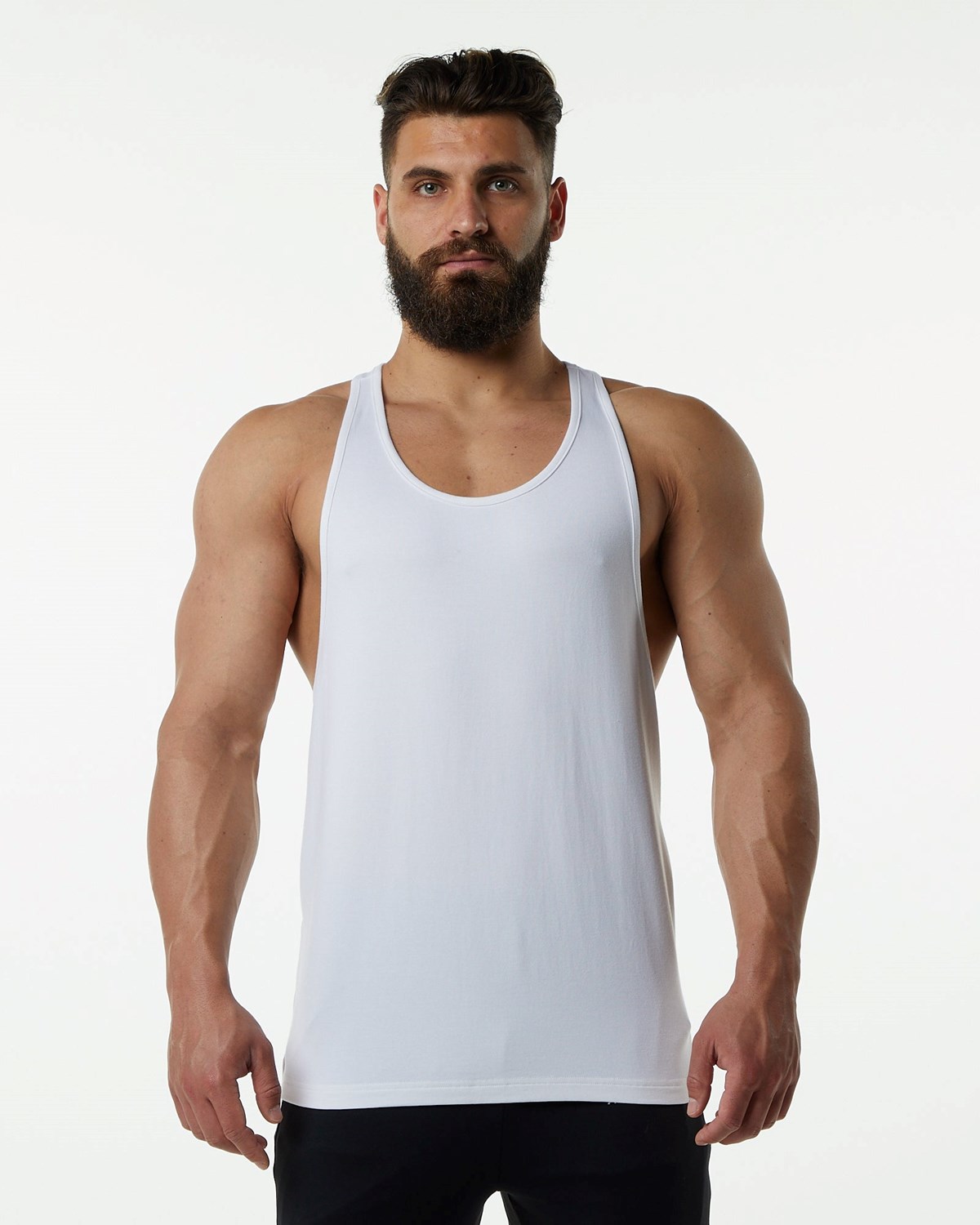 Alphalete Fitted Premium Stringer Białe | 82140-ZHVT