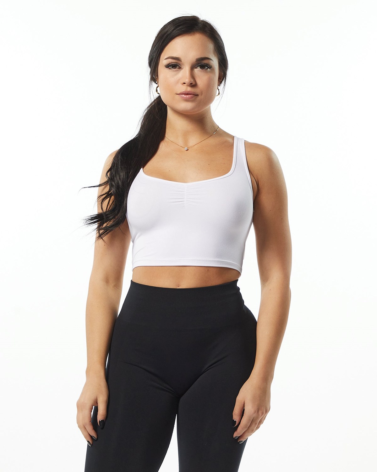 Alphalete Fitted Square Neck Tank Białe | 58169-ZMFV