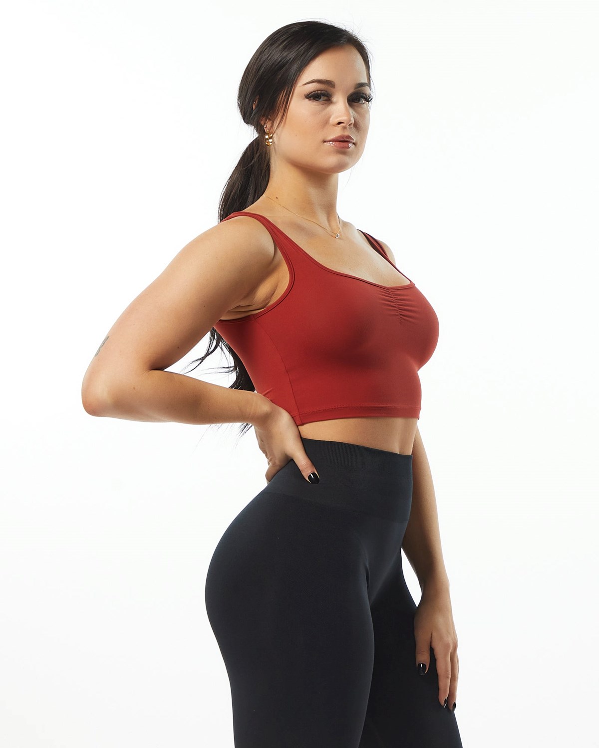 Alphalete Fitted Square Neck Tank Cherry | 92517-IGWF