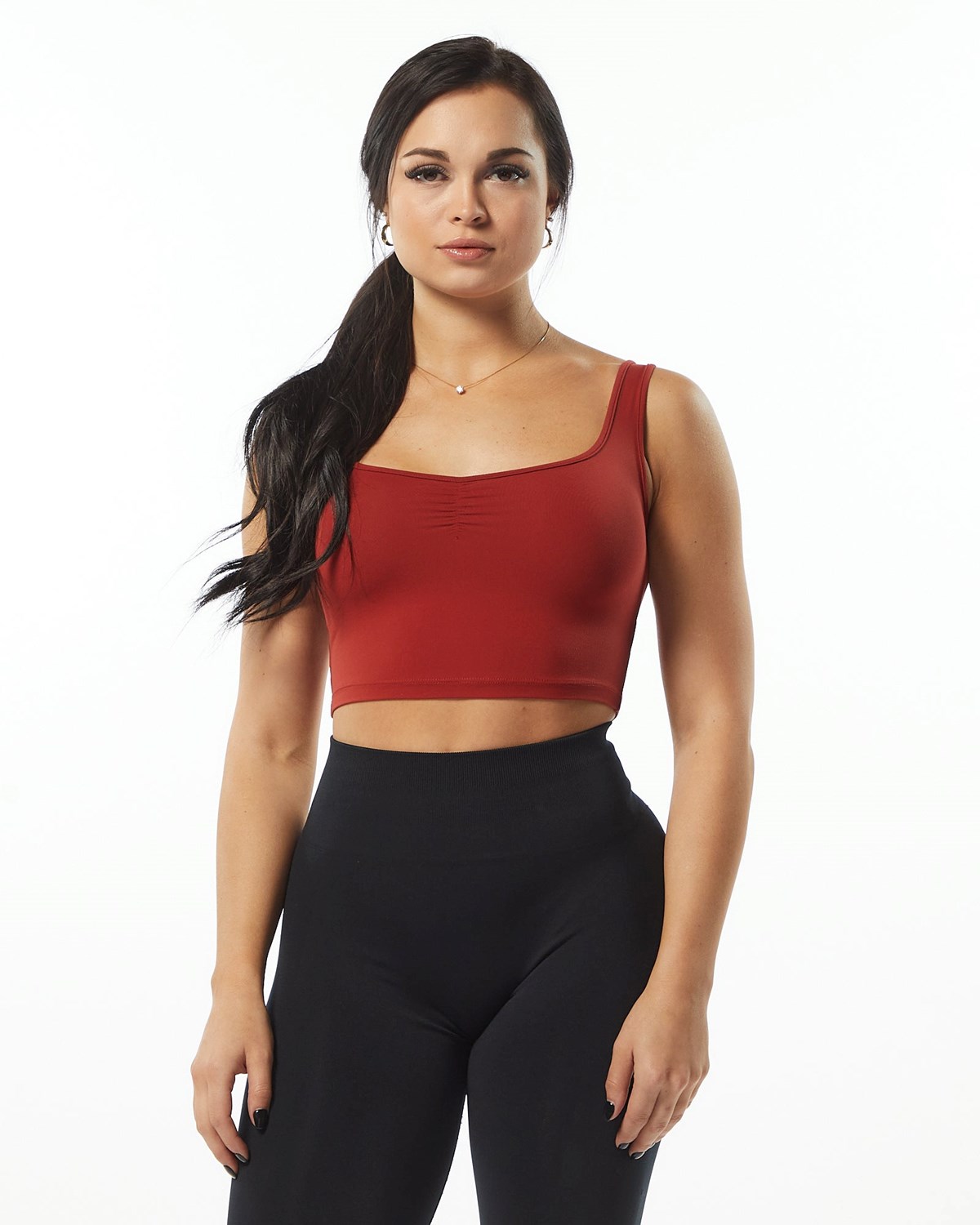 Alphalete Fitted Square Neck Tank Cherry | 92517-IGWF