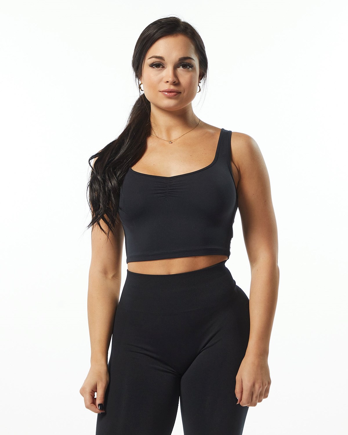 Alphalete Fitted Square Neck Tank Czarne | 60987-YIVK