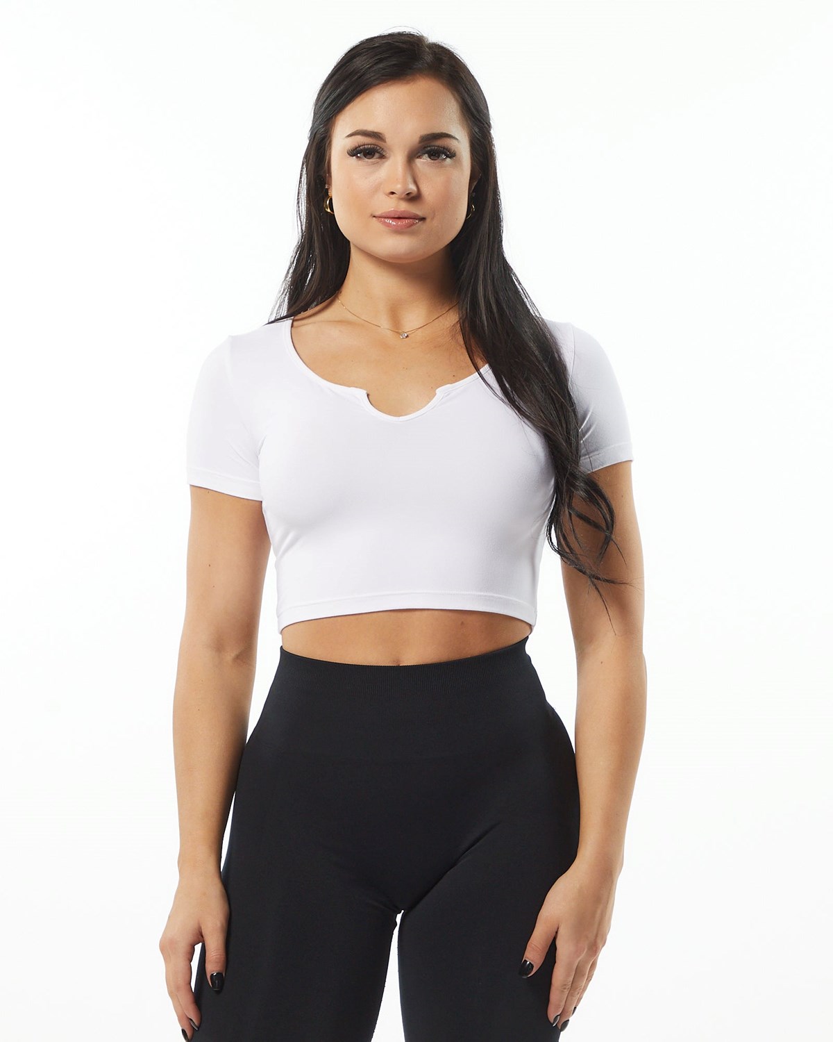 Alphalete Fitted Tee Białe | 51069-GSWU