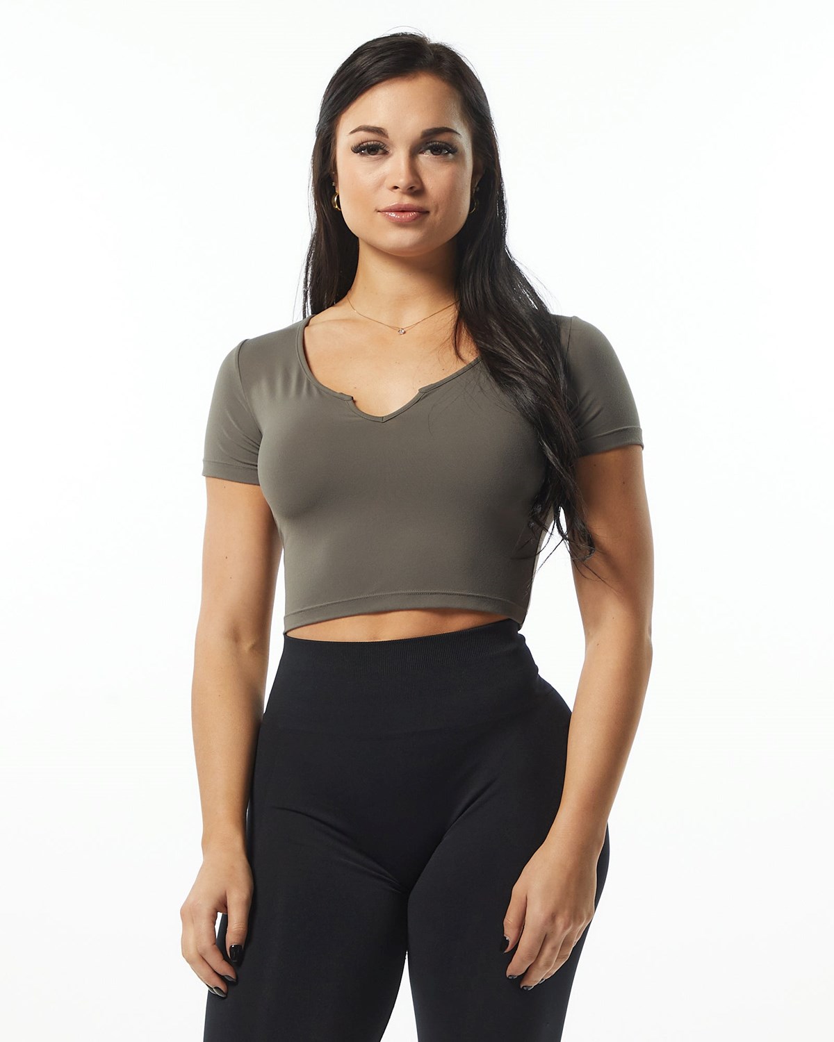 Alphalete Fitted Tee Szare | 79264-STYQ