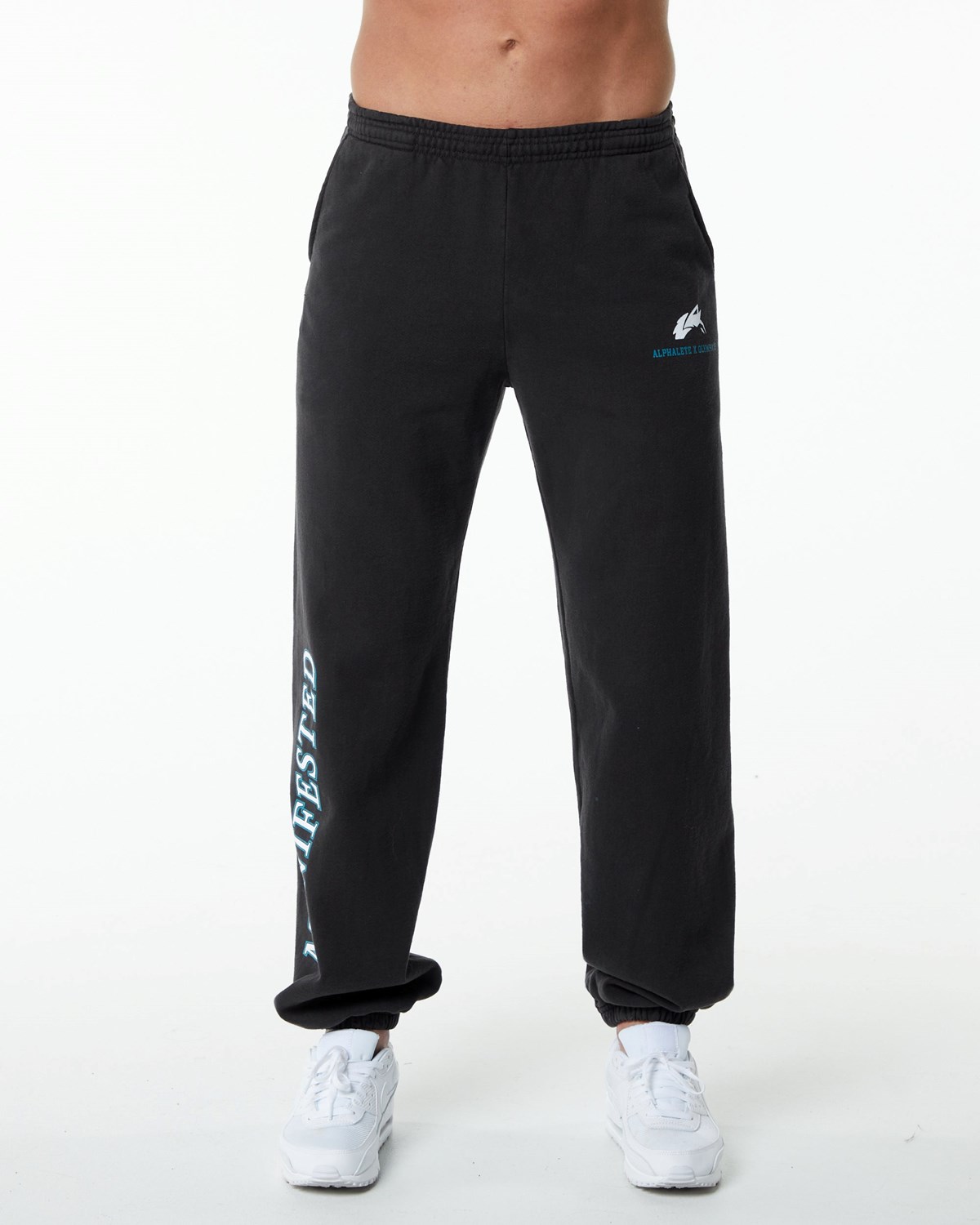 Alphalete Fleece Grafiką Jogger Czarne | 78613-PXAN