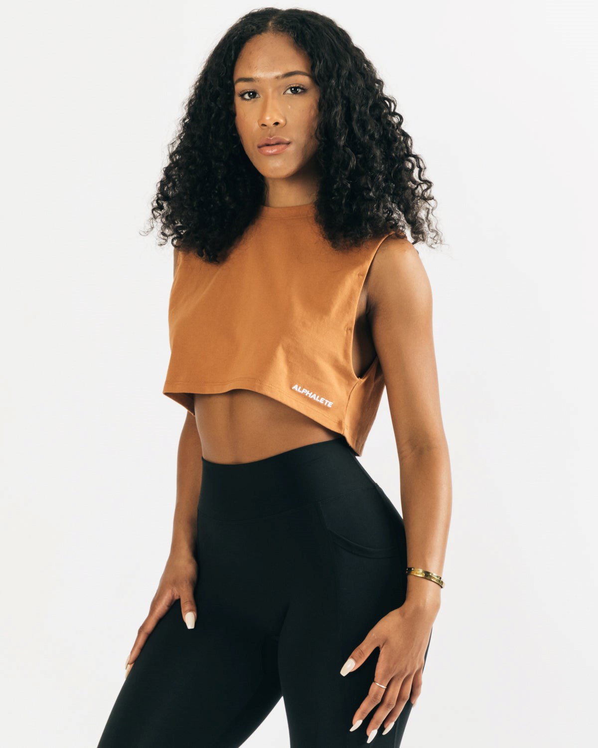 Alphalete Heavy Bawełniane Cropped Cutoff Clay | 27013-YINU