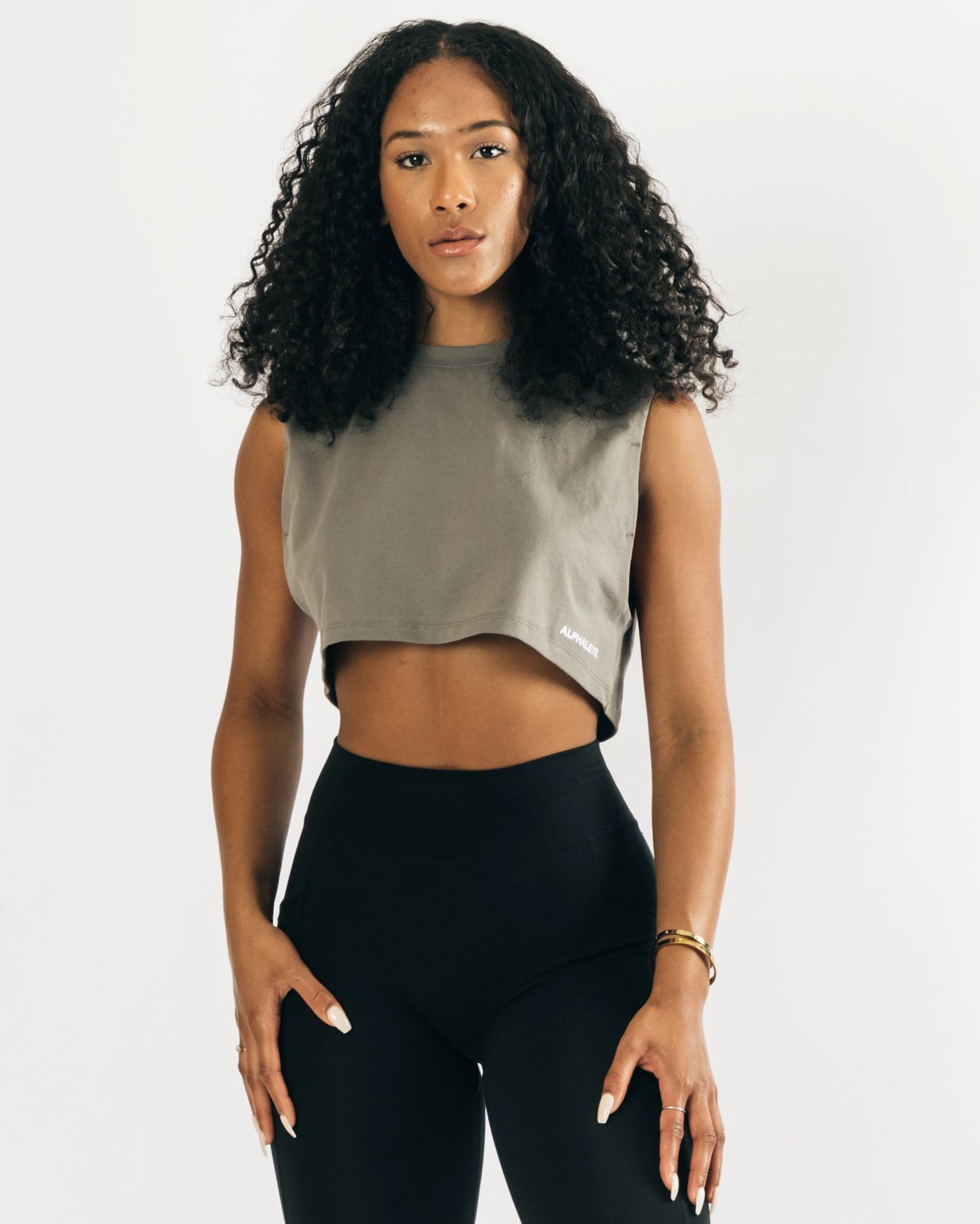 Alphalete Heavy Bawełniane Cropped Cutoff Concrete | 39487-ONBF