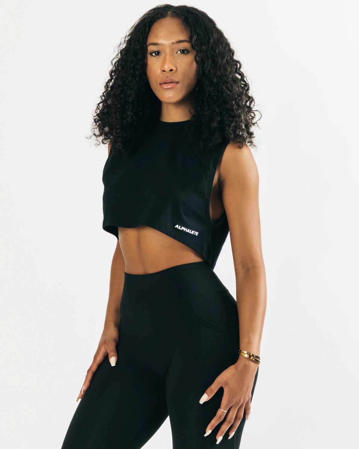 Alphalete Heavy Bawełniane Cropped Cutoff Czarne | 41769-LJVW