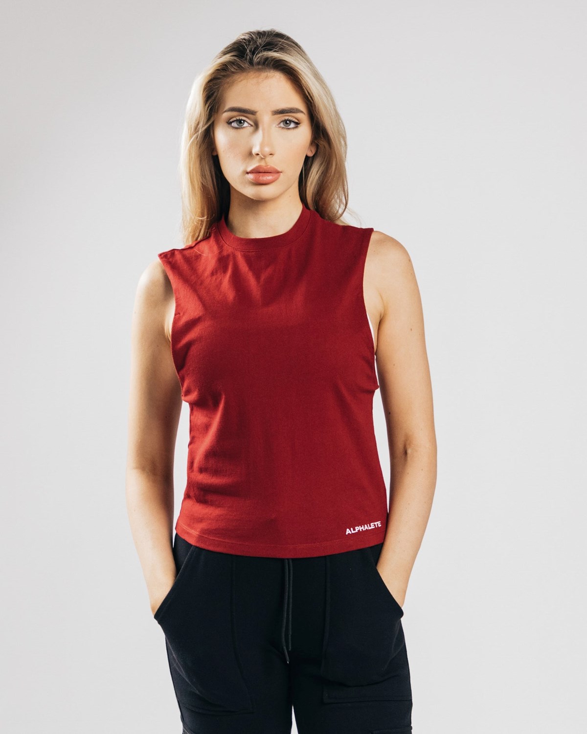 Alphalete Heavy Bawełniane Cutoff Cranberry | 12356-IJEP