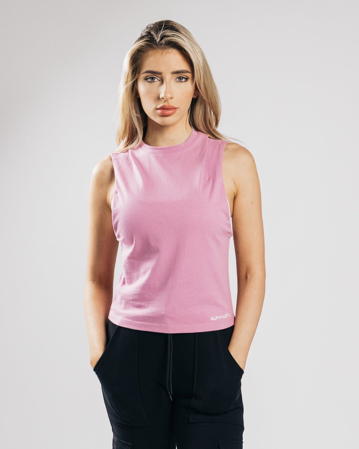 Alphalete Heavy Bawełniane Cutoff Różowe | 81294-TRUN