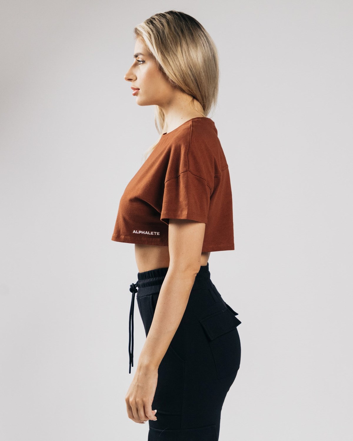 Alphalete Heavy Bawełniane Dropped Shoulder Crop Miedź | 12704-MEPV