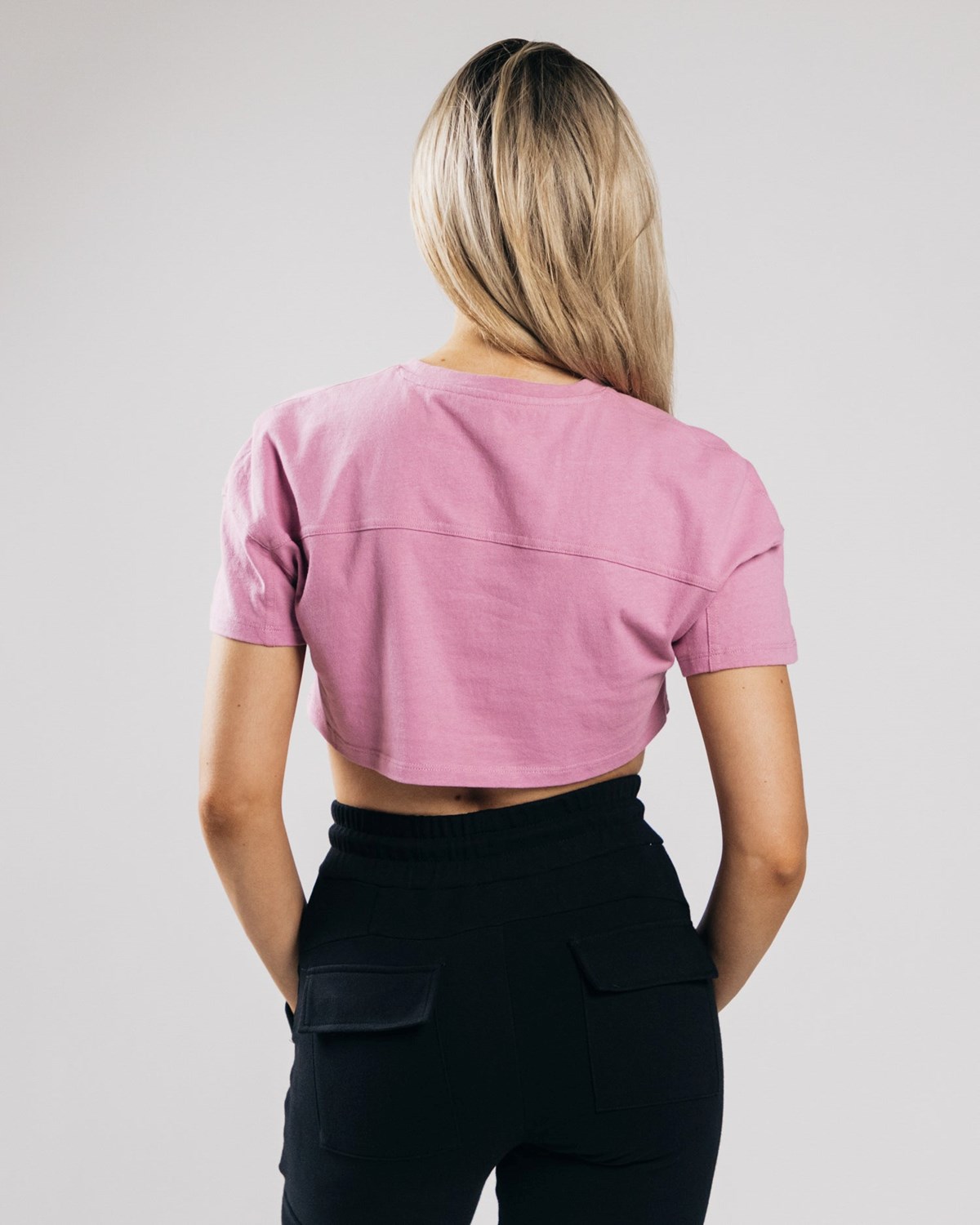 Alphalete Heavy Bawełniane Dropped Shoulder Crop Różowe | 83027-ZTNY