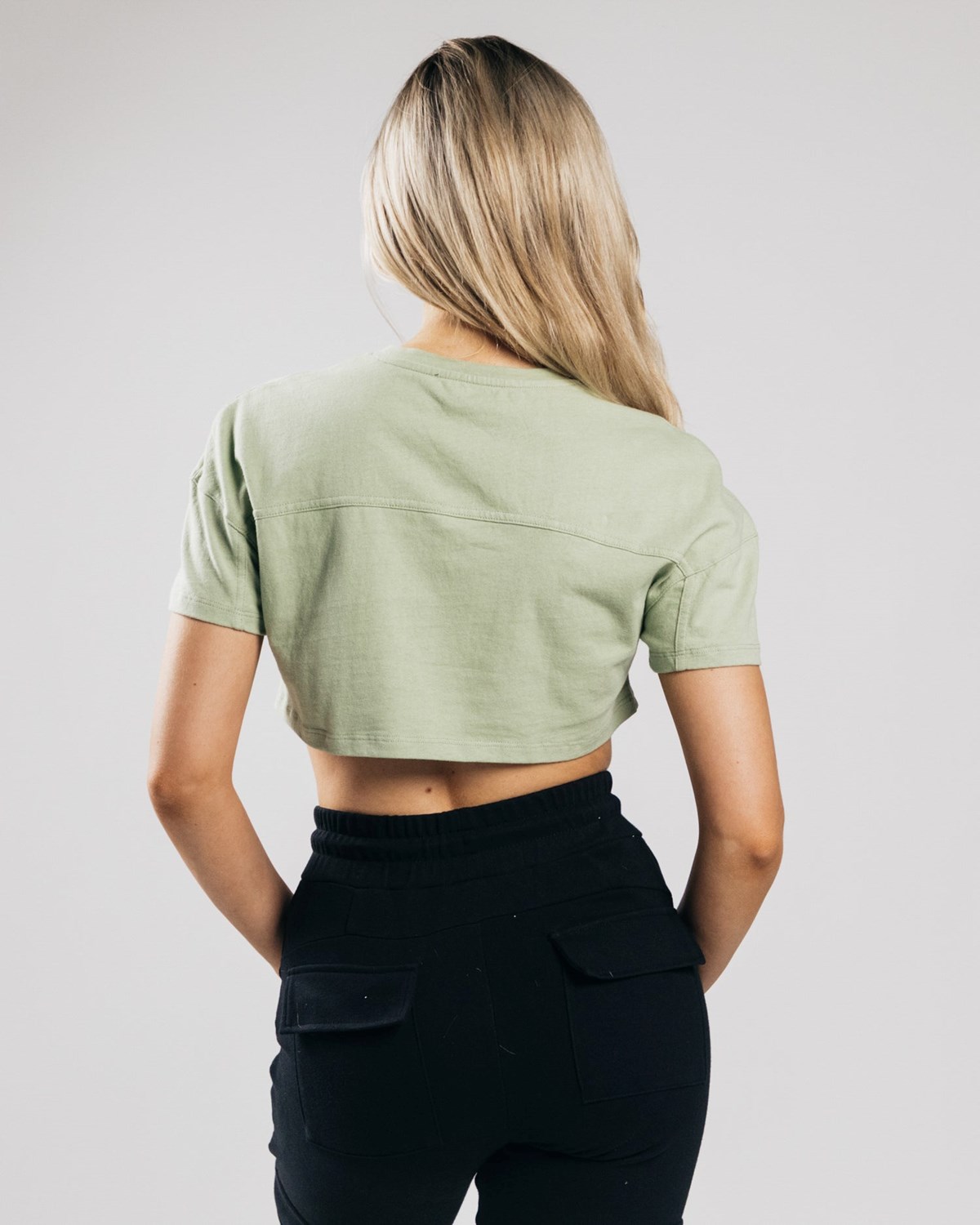 Alphalete Heavy Bawełniane Dropped Shoulder Crop Matcha | 90628-JXIR