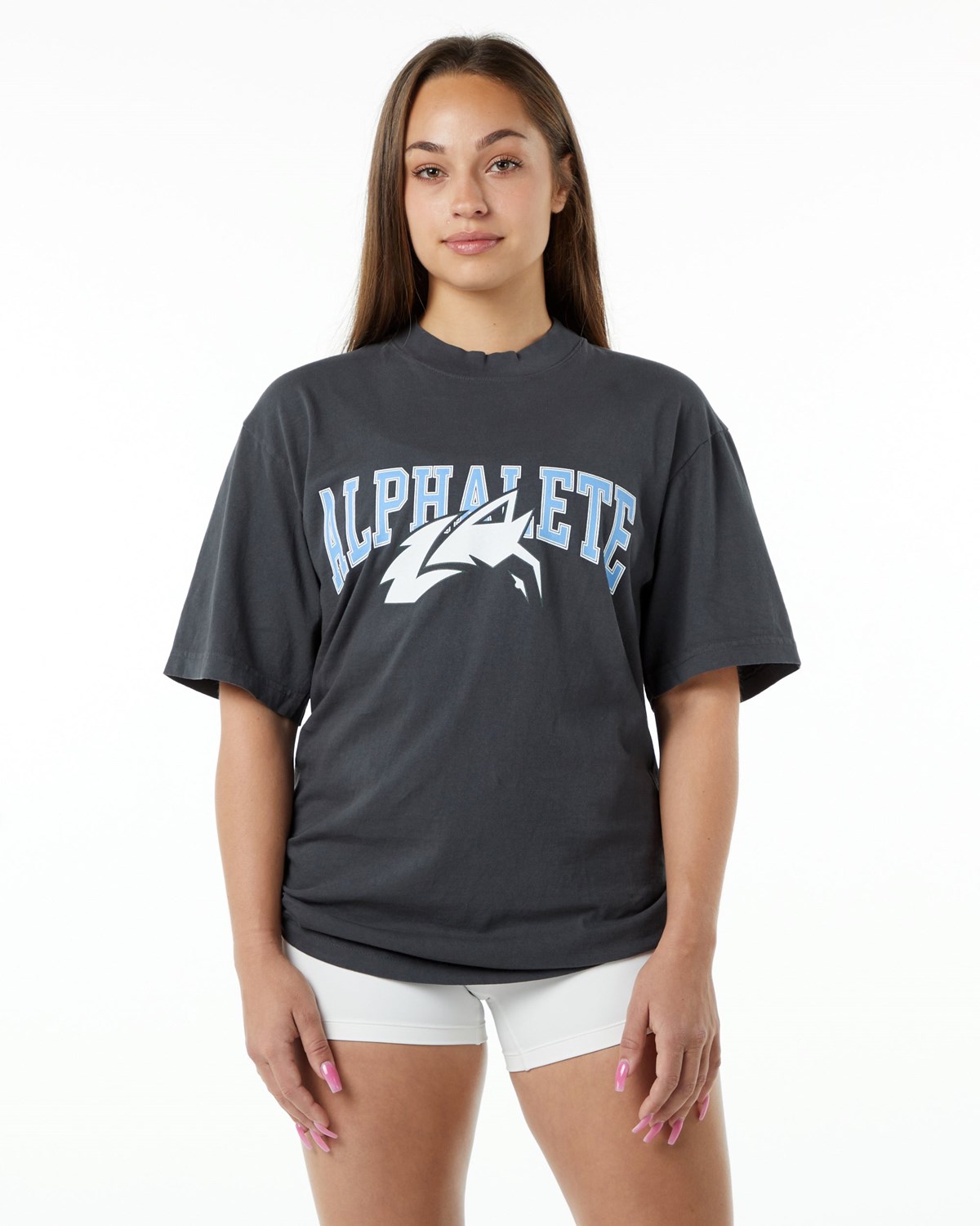 Alphalete Heavyweight Oversized Tee Niebieskie | 94321-TQSP