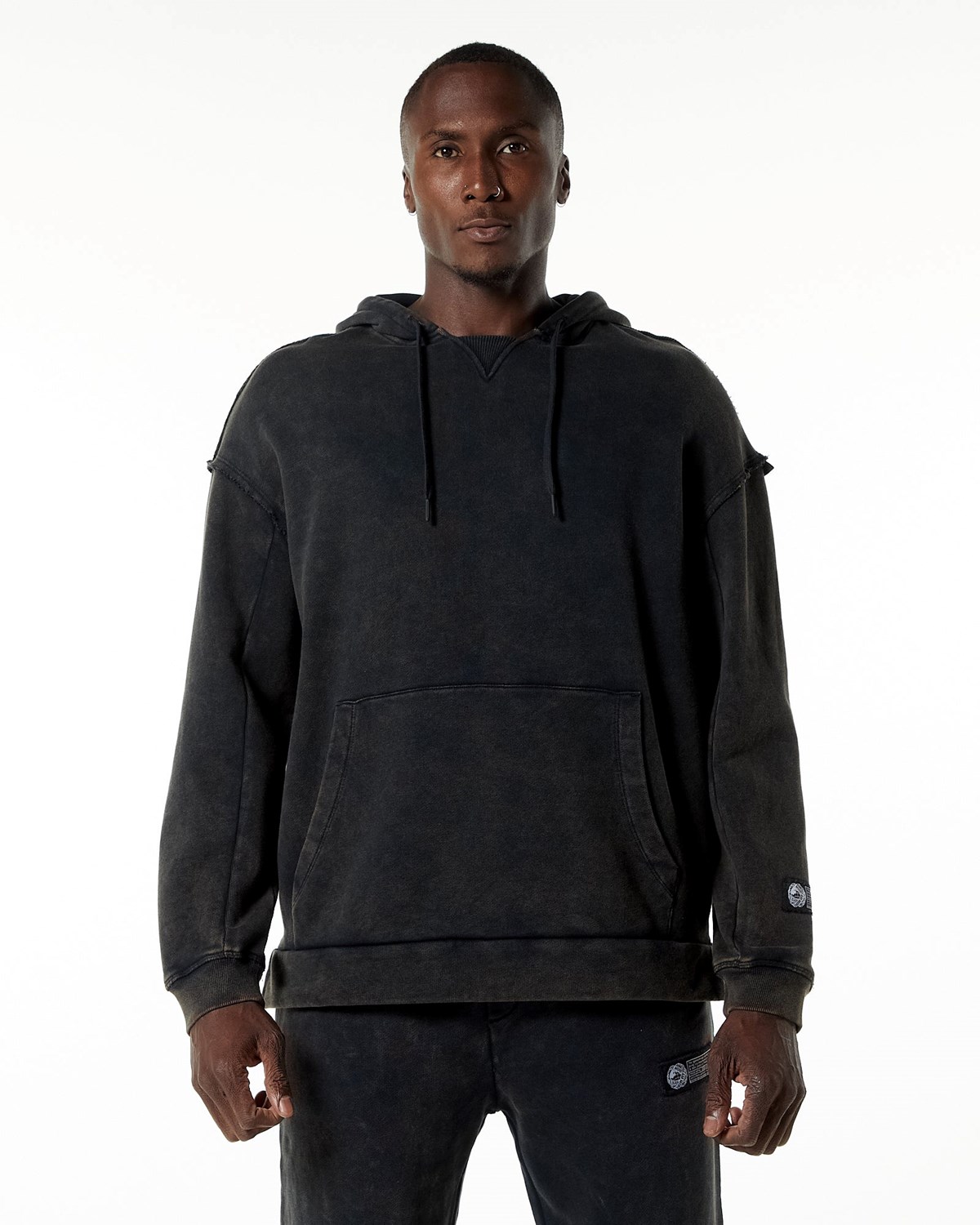 Alphalete Heavyweight Washed Terry Hoodie Onyx | 93247-WNOU