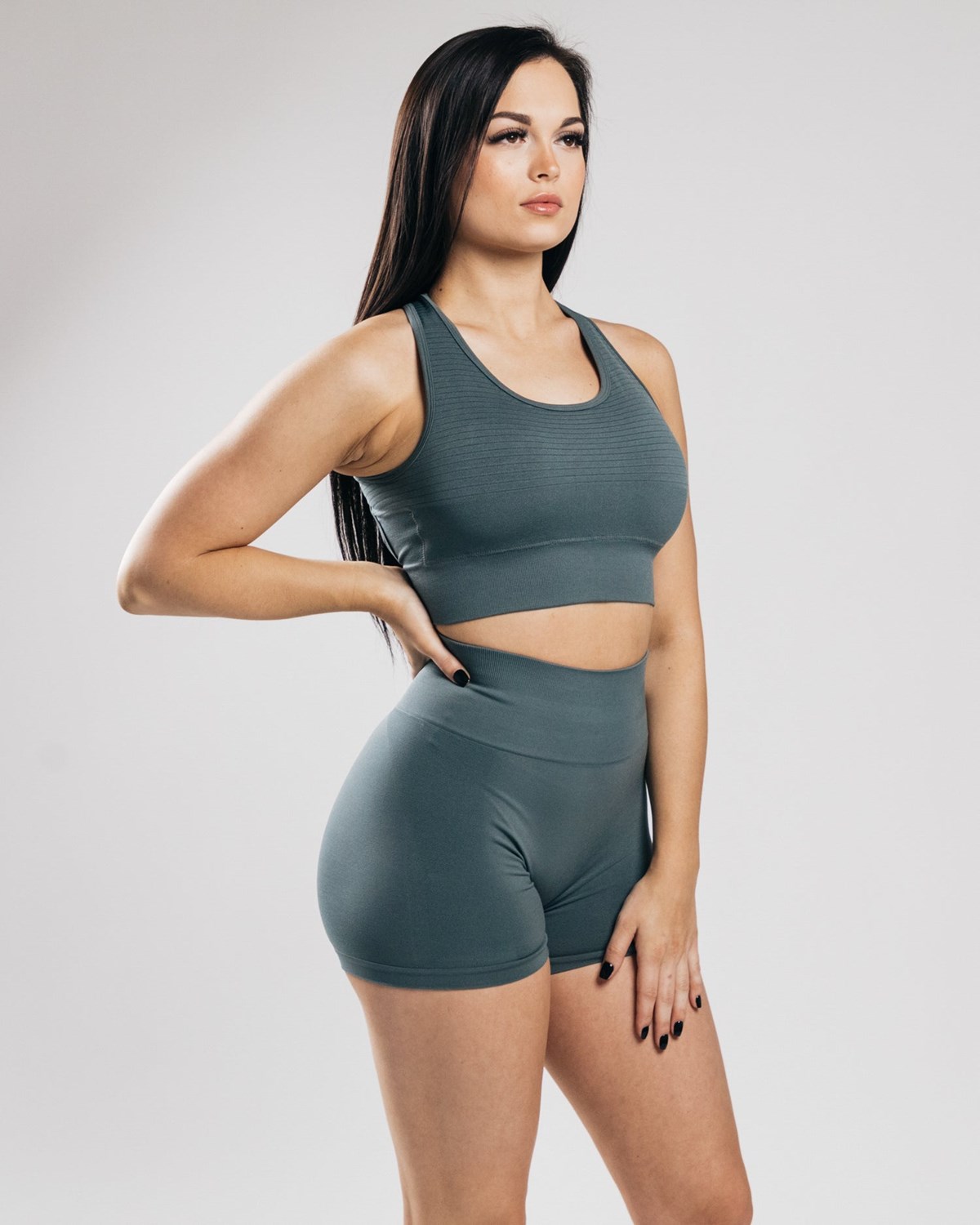 Alphalete High-Impact Seamless Sports Bra Charcoal | 15829-WVMR