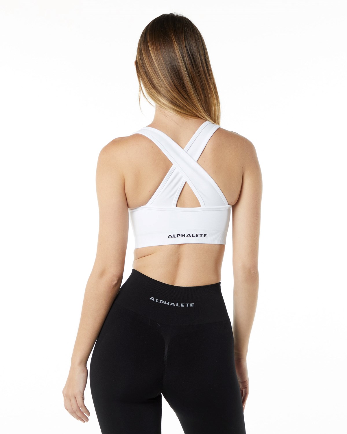 Alphalete High-Impact Seamless Sports Bra Białe | 35724-ITMY