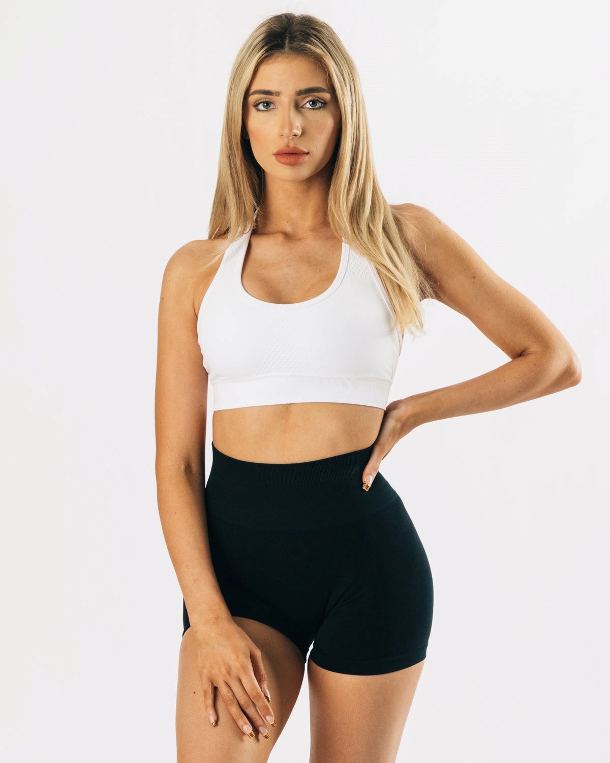 Alphalete High-Impact Seamless Sports Bra Białe | 37852-EDFT