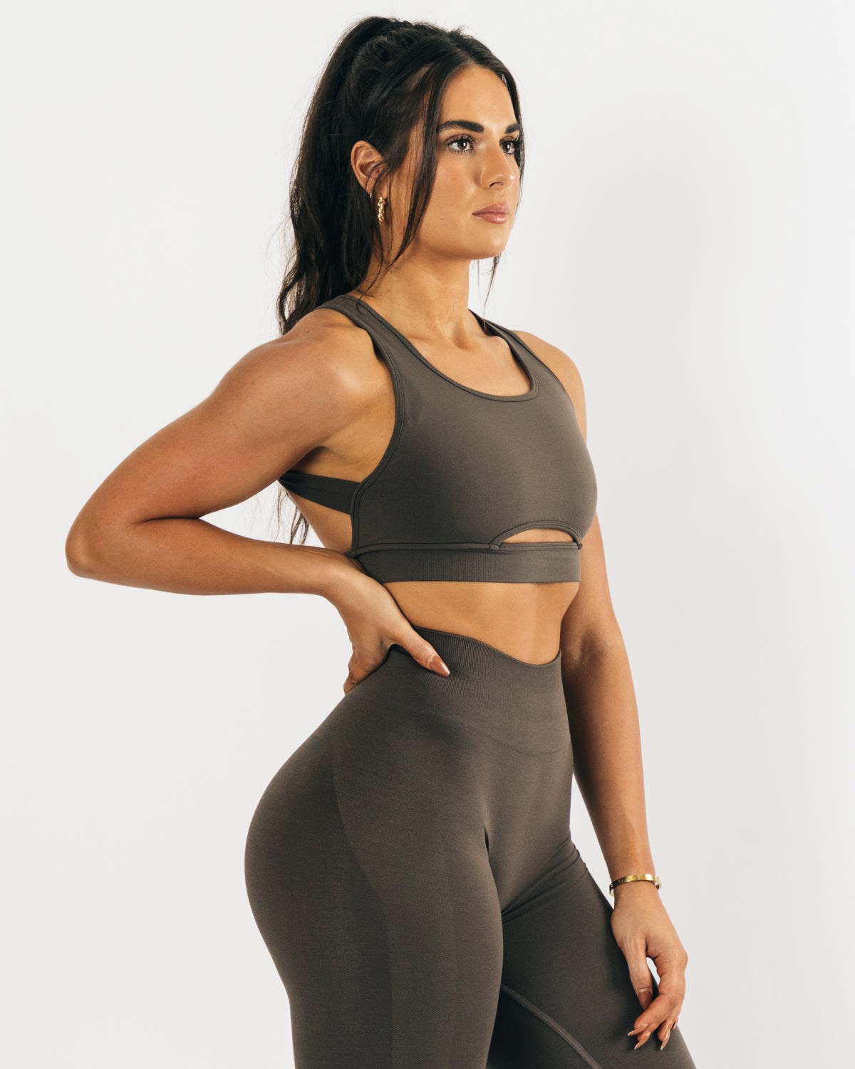 Alphalete High-Impact Seamless Sports Bra Mocha | 42916-OEPM