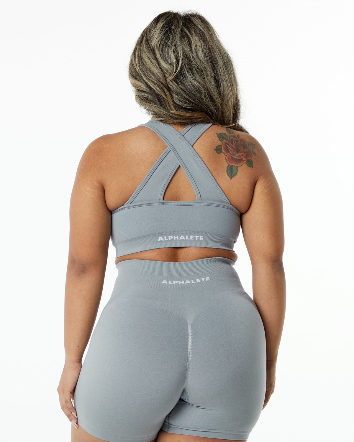 Alphalete High-Impact Seamless Sports Bra Szare | 74602-EGTK