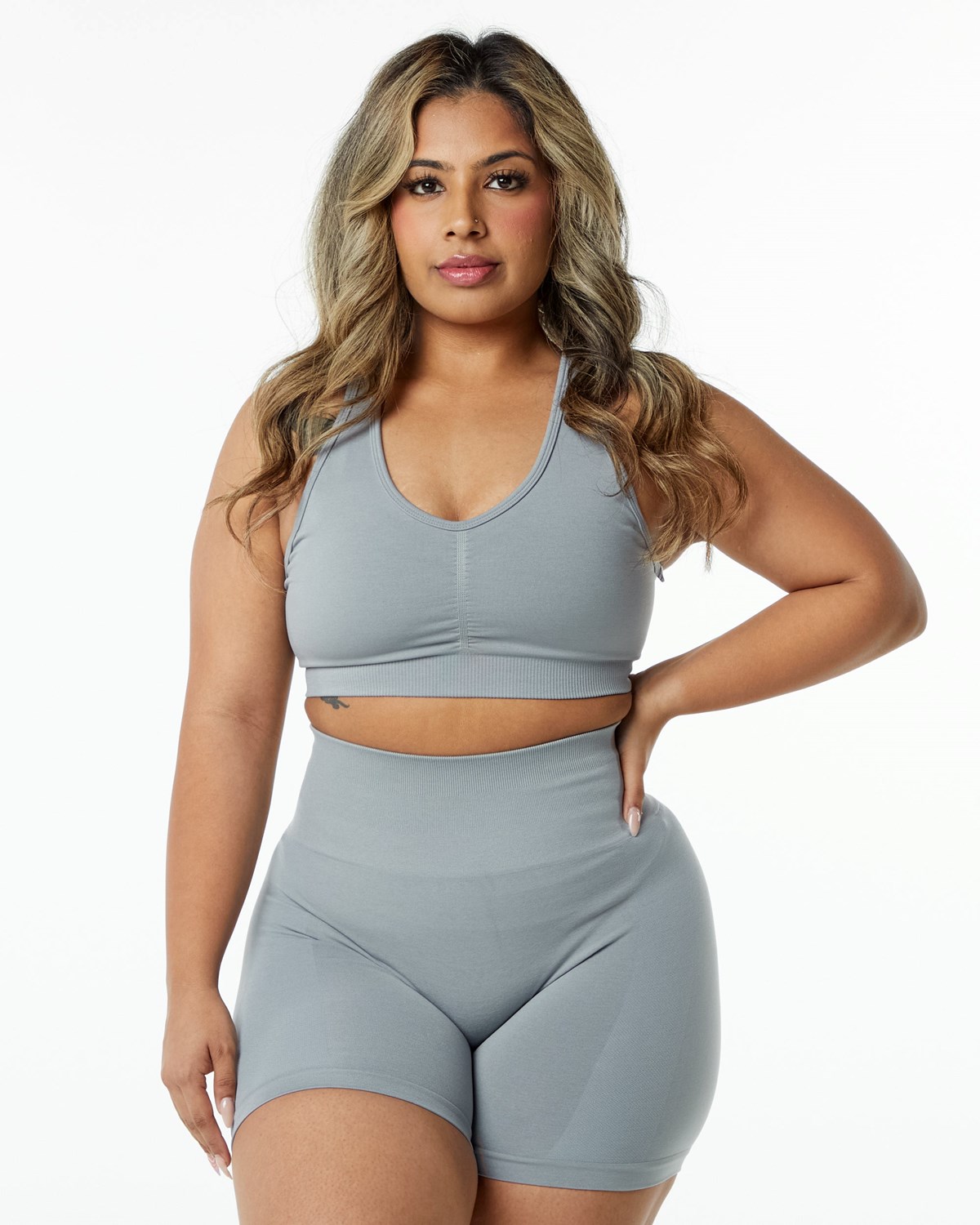 Alphalete High-Impact Seamless Sports Bra Szare | 74602-EGTK