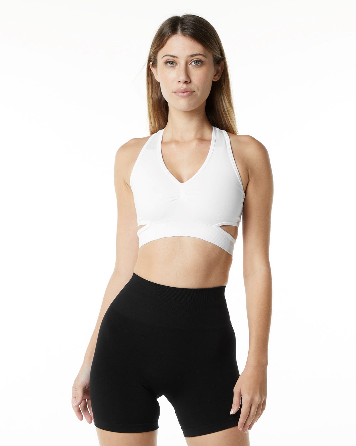 Alphalete High-Impact Seamless Sports Bra Białe | 75689-AQSU