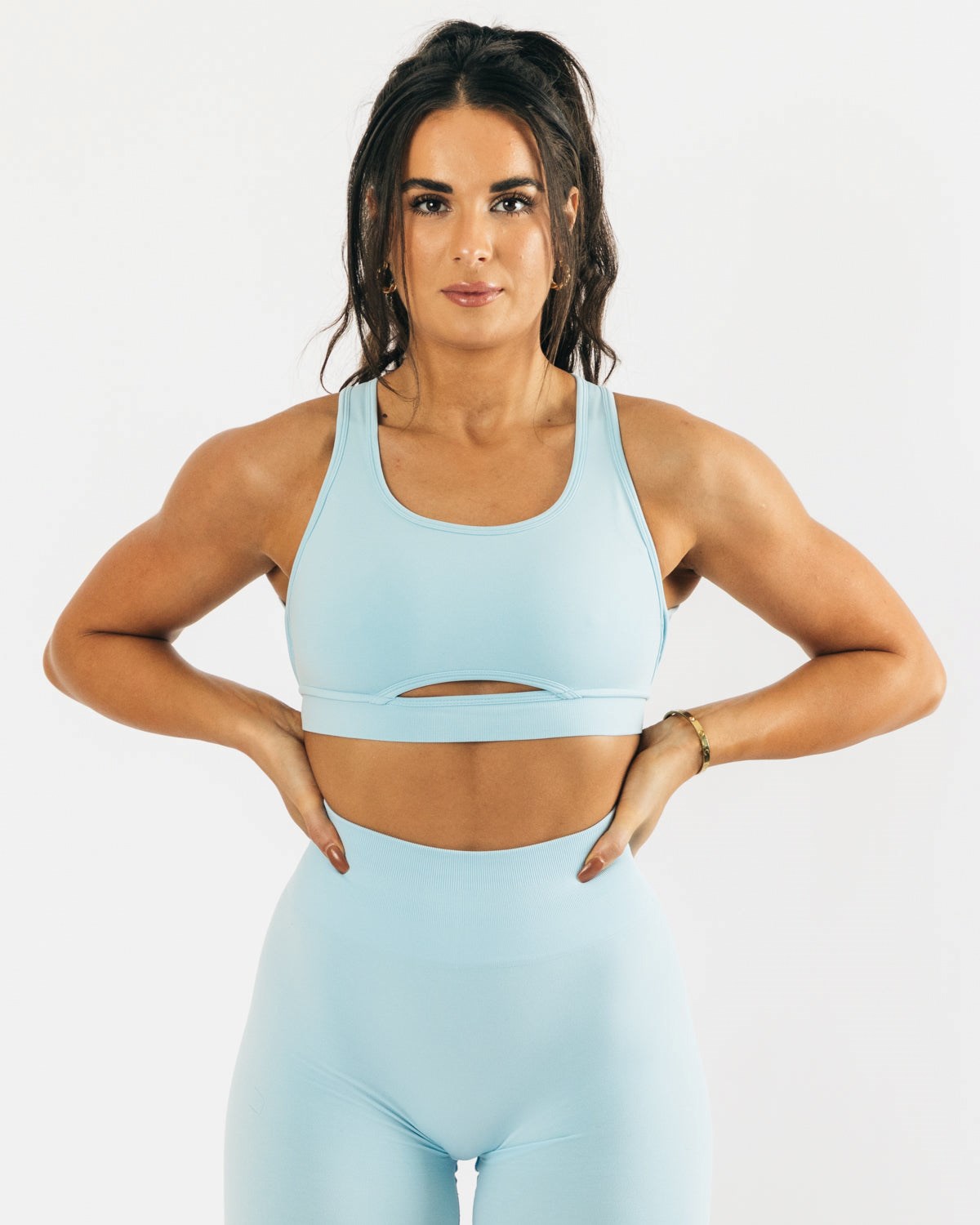 Alphalete High-Impact Seamless Sports Bra Niebieskie | 76923-PCGV