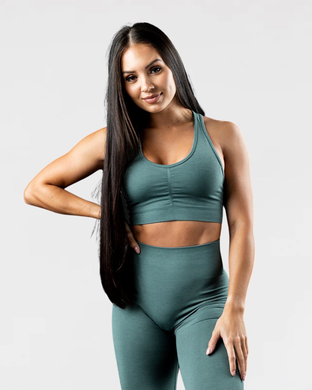 Alphalete High-Impact Seamless Sports Bra Niebieskie | 82465-EXVF