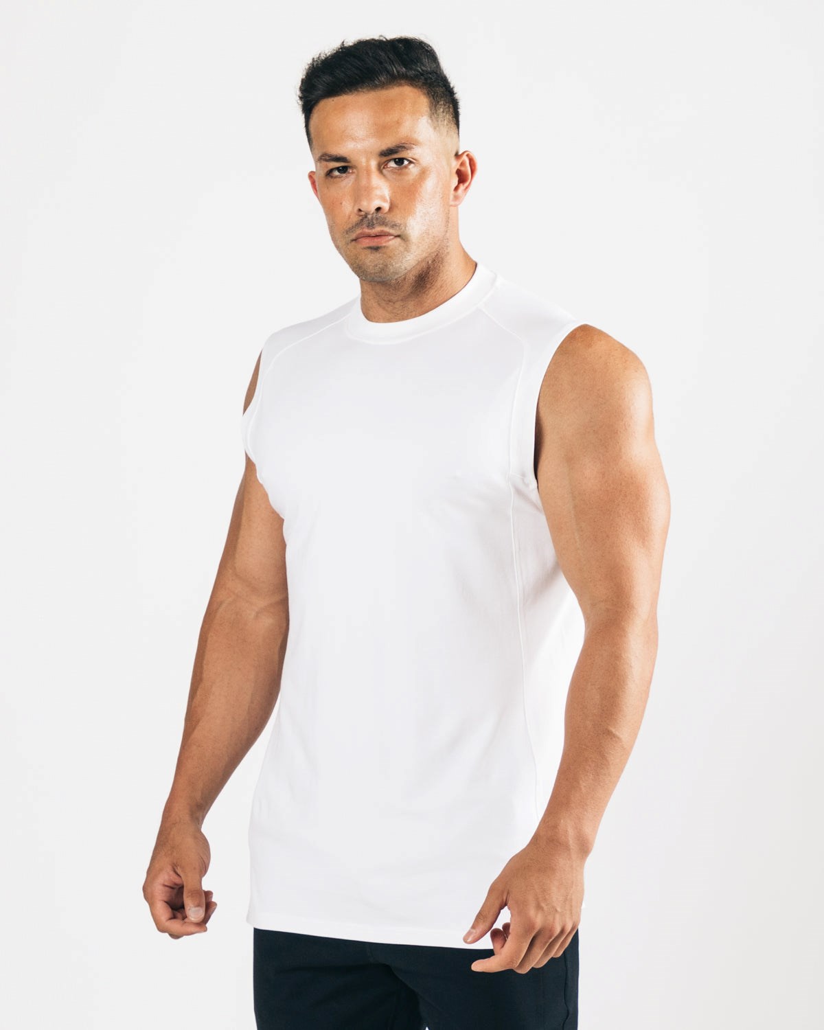 Alphalete High-Neck Premium Cutoff Białe | 50241-TYVU