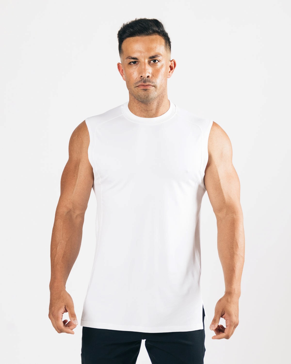 Alphalete High-Neck Premium Cutoff Białe | 50241-TYVU