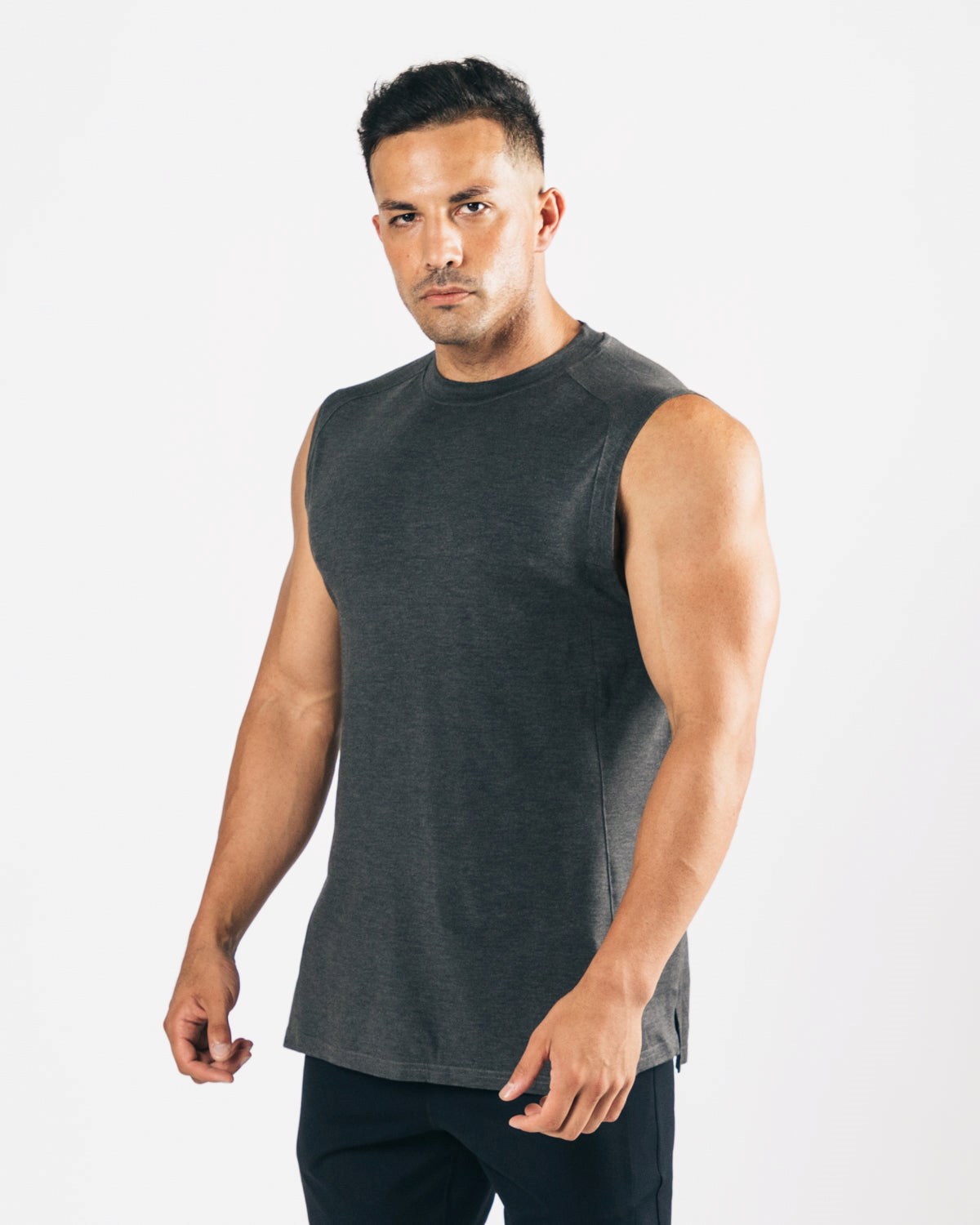 Alphalete High-Neck Premium Cutoff Czarne | 30861-XQTA