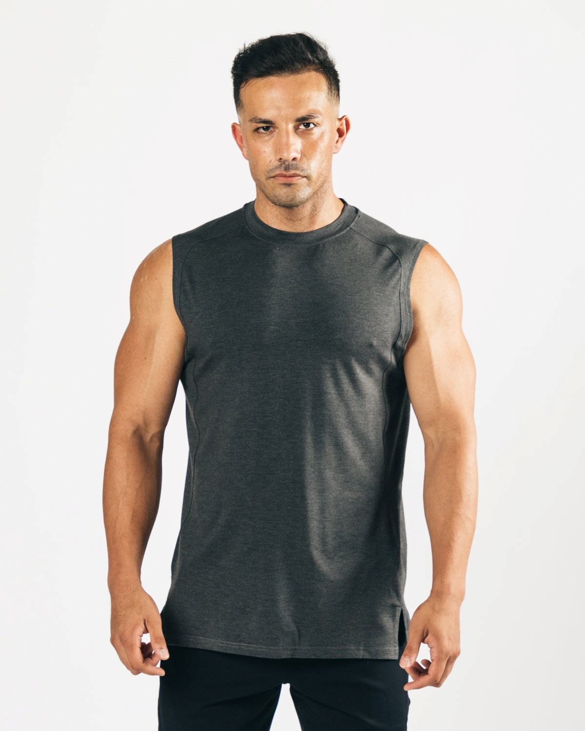 Alphalete High-Neck Premium Cutoff Czarne | 30861-XQTA