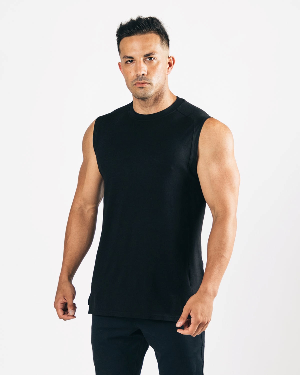 Alphalete High-Neck Premium Cutoff Czarne | 47510-ANOL