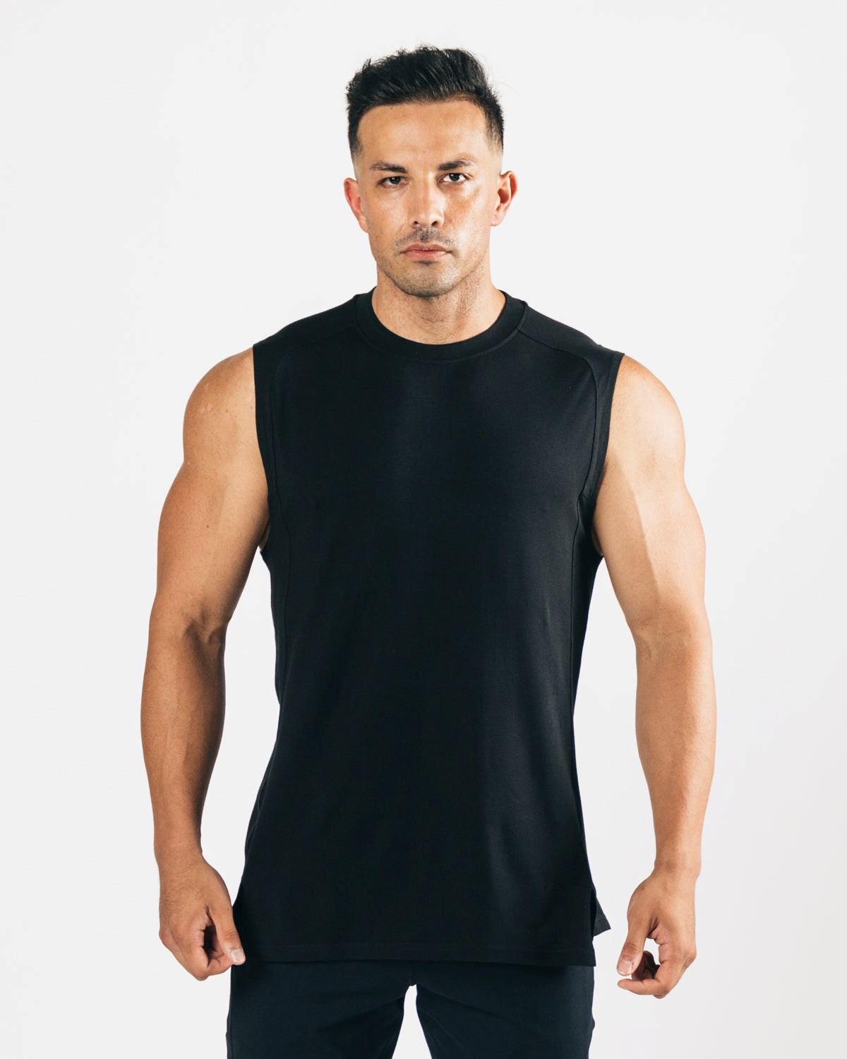 Alphalete High-Neck Premium Cutoff Czarne | 47510-ANOL