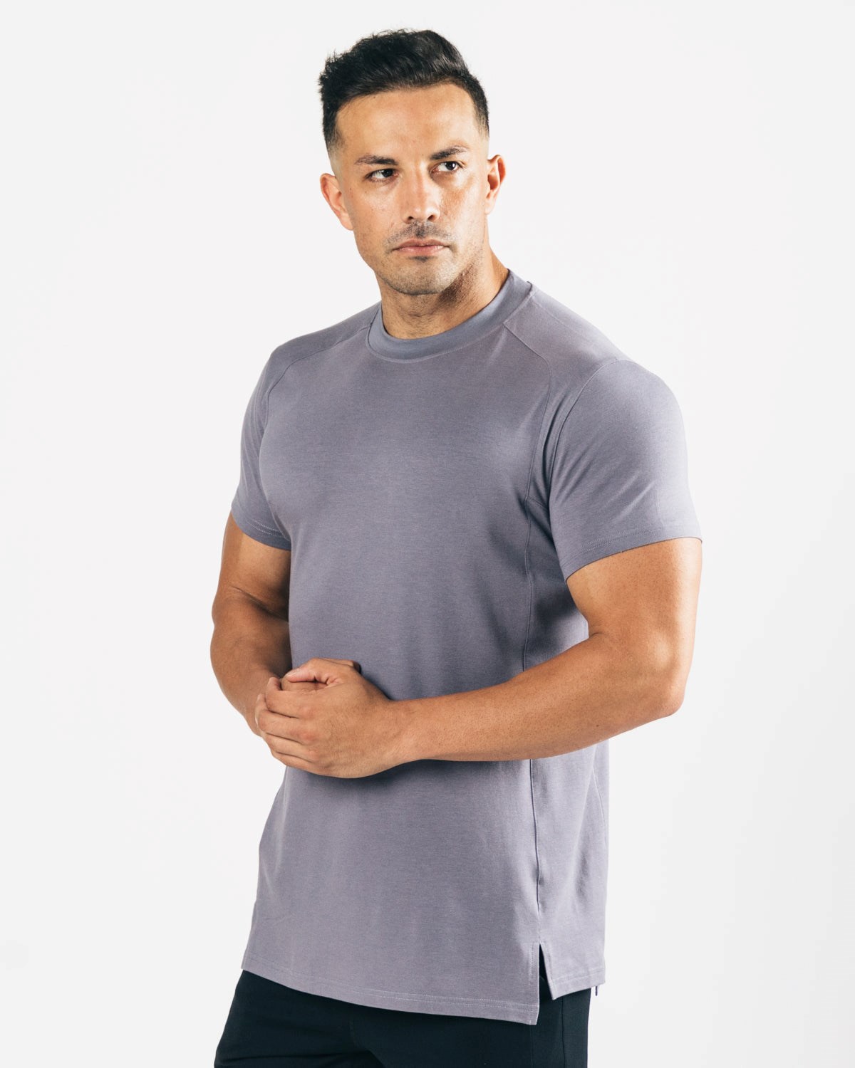 Alphalete High-Neck Premium Krótkie Sleeve Still Water | 85260-VSEZ