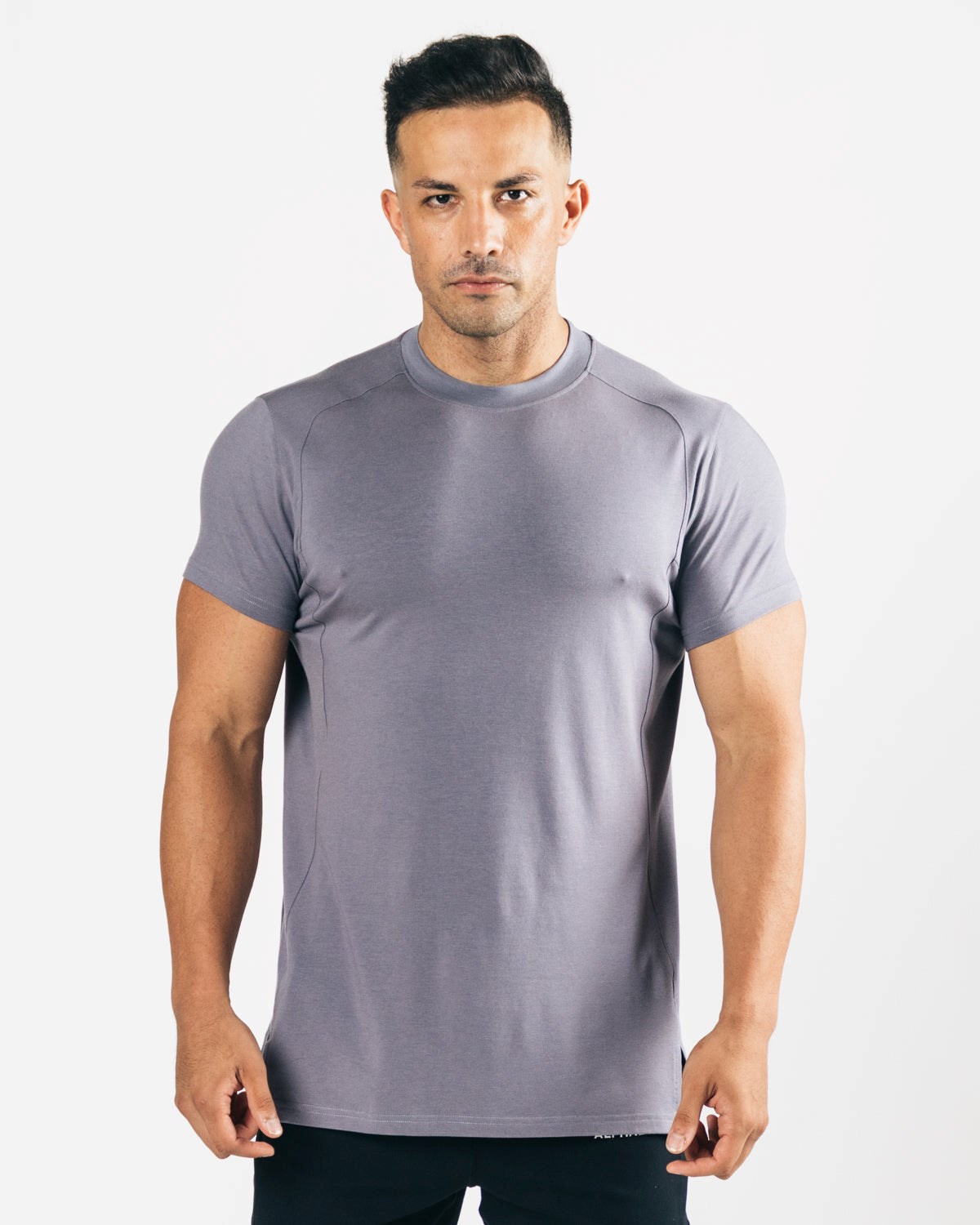 Alphalete High-Neck Premium Krótkie Sleeve Still Water | 85260-VSEZ