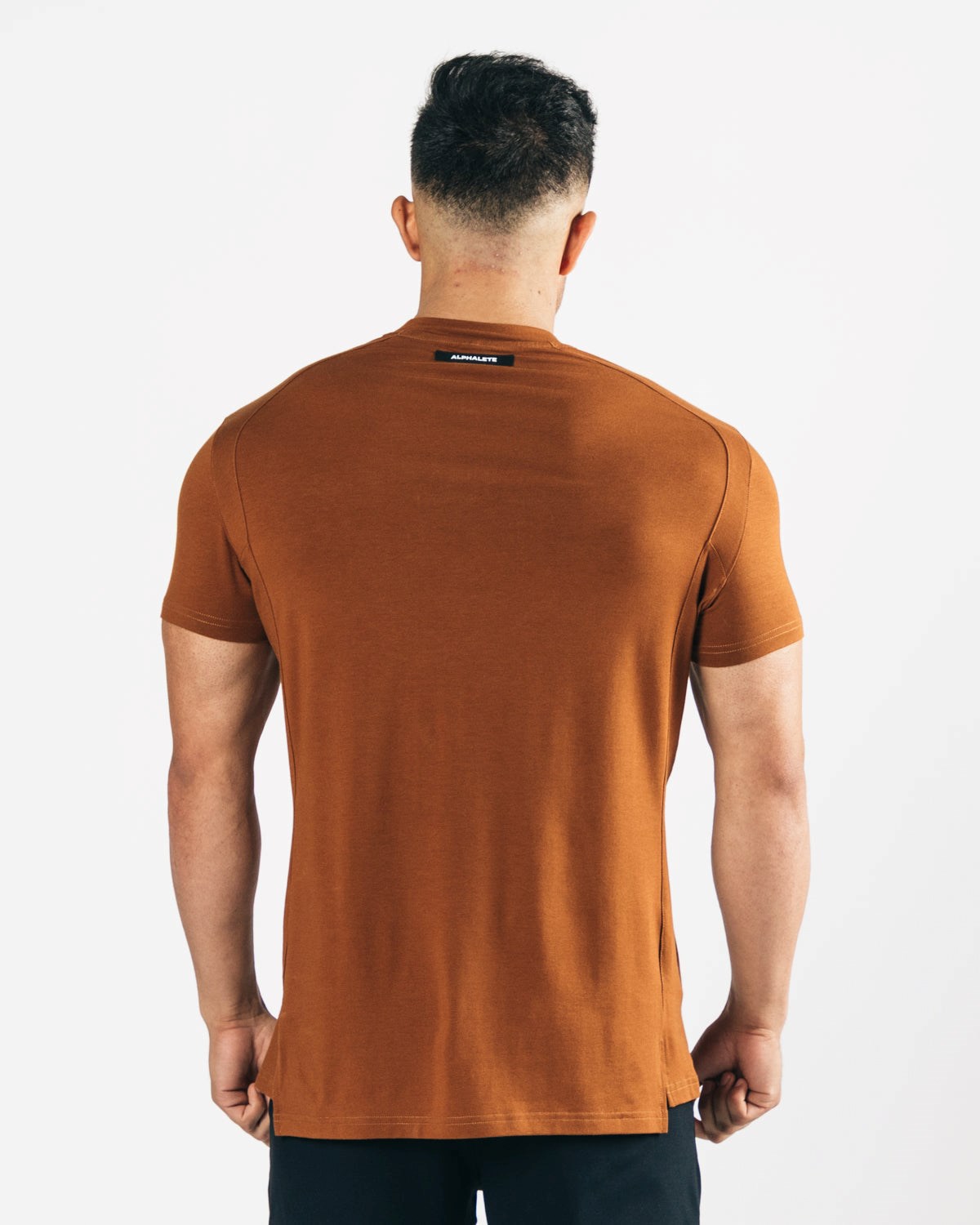 Alphalete High-Neck Premium Krótkie Sleeve Mahogany | 98310-RQEA