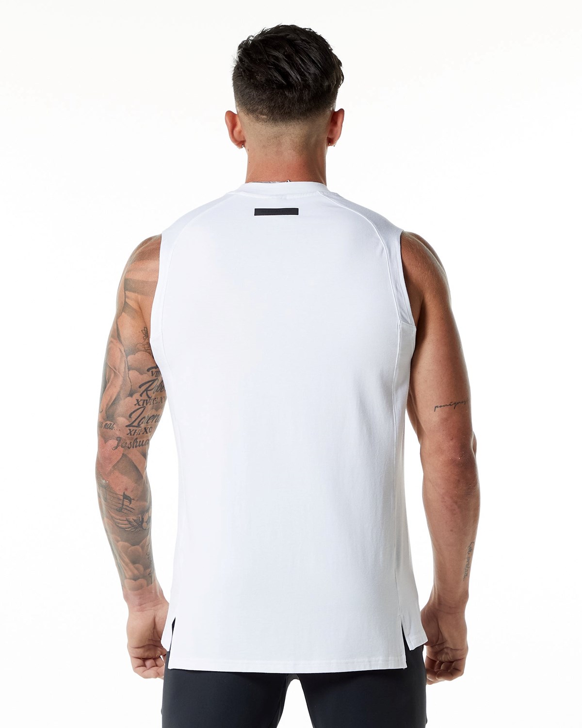 Alphalete High-Neck Premium Tank Białe | 63917-FNRM