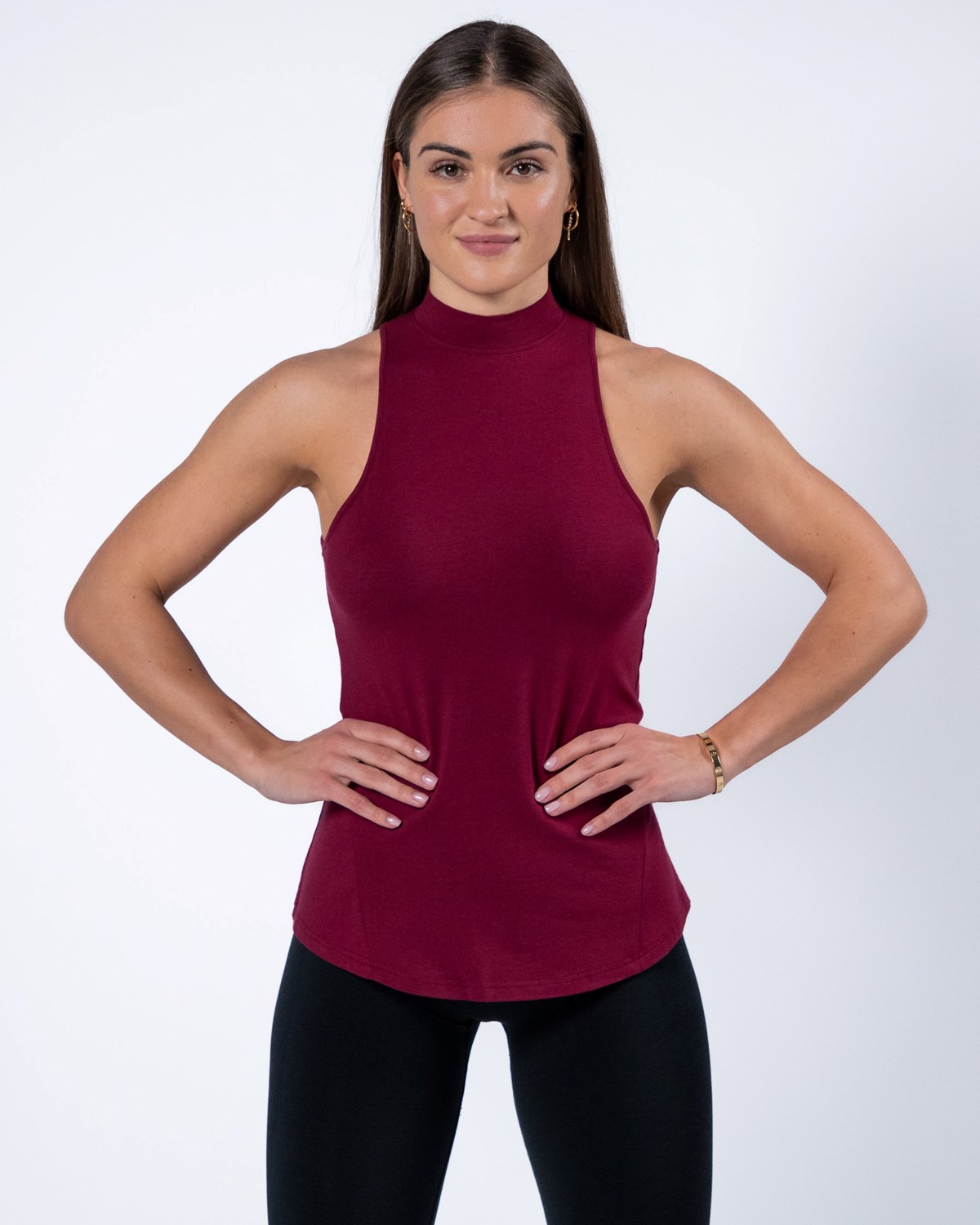 Alphalete High-Neck Premium Tank Czerwone | 12057-ALIV