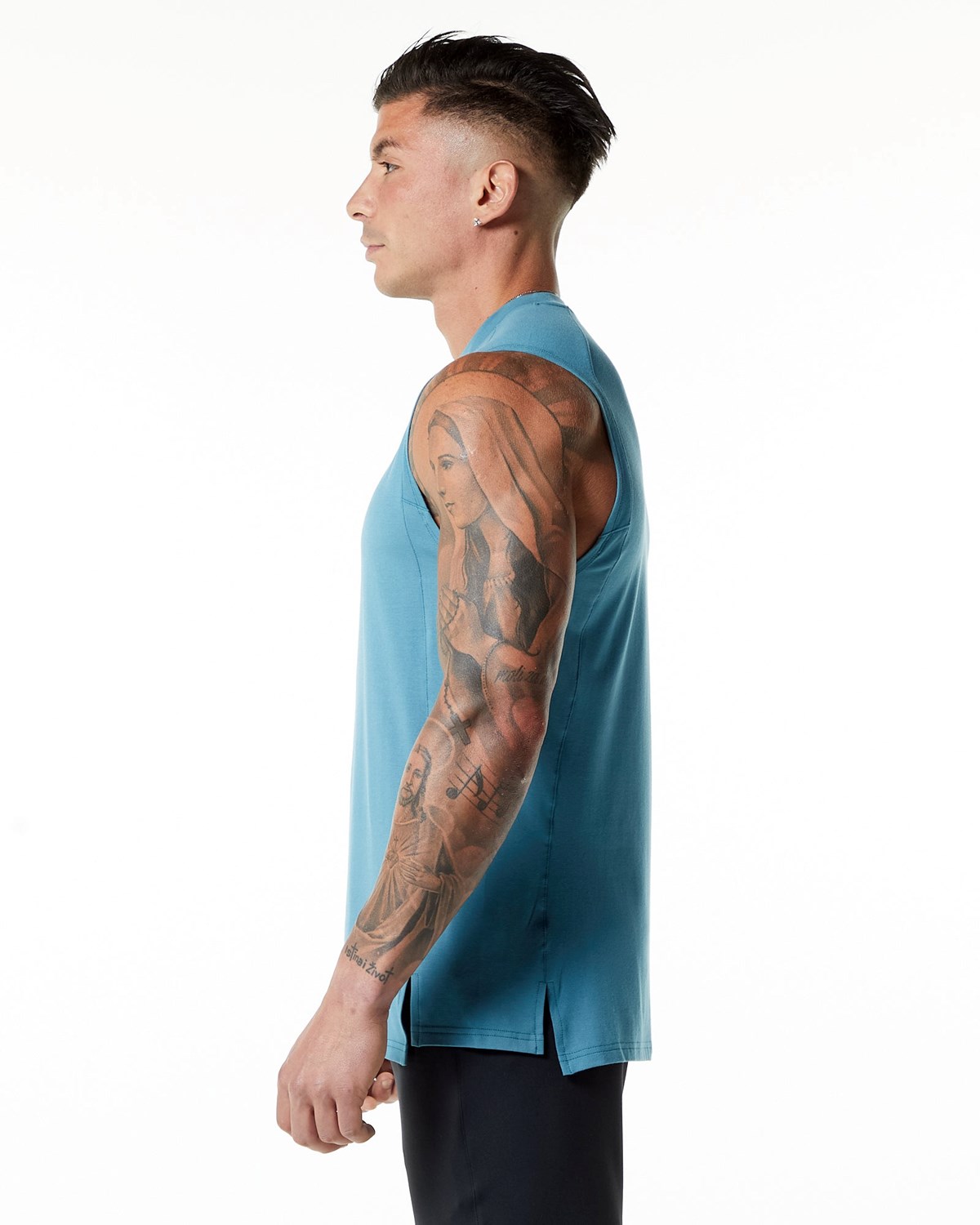 Alphalete High-Neck Premium Tank Niebieskie | 58294-SCZY