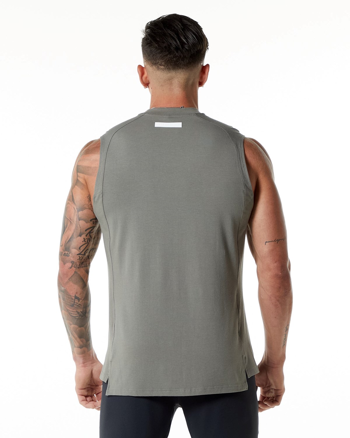 Alphalete High-Neck Premium Tank Szare | 76203-ZOVJ