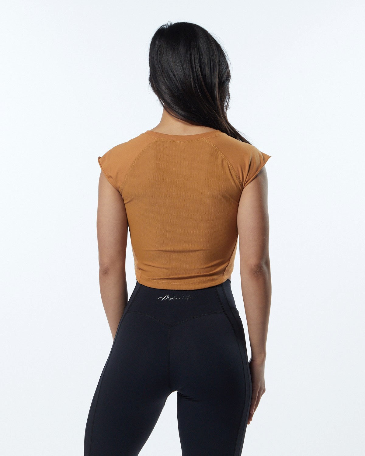 Alphalete High Performance Krótkie Sleeve Crop Tee Chestnut | 26935-ATIK