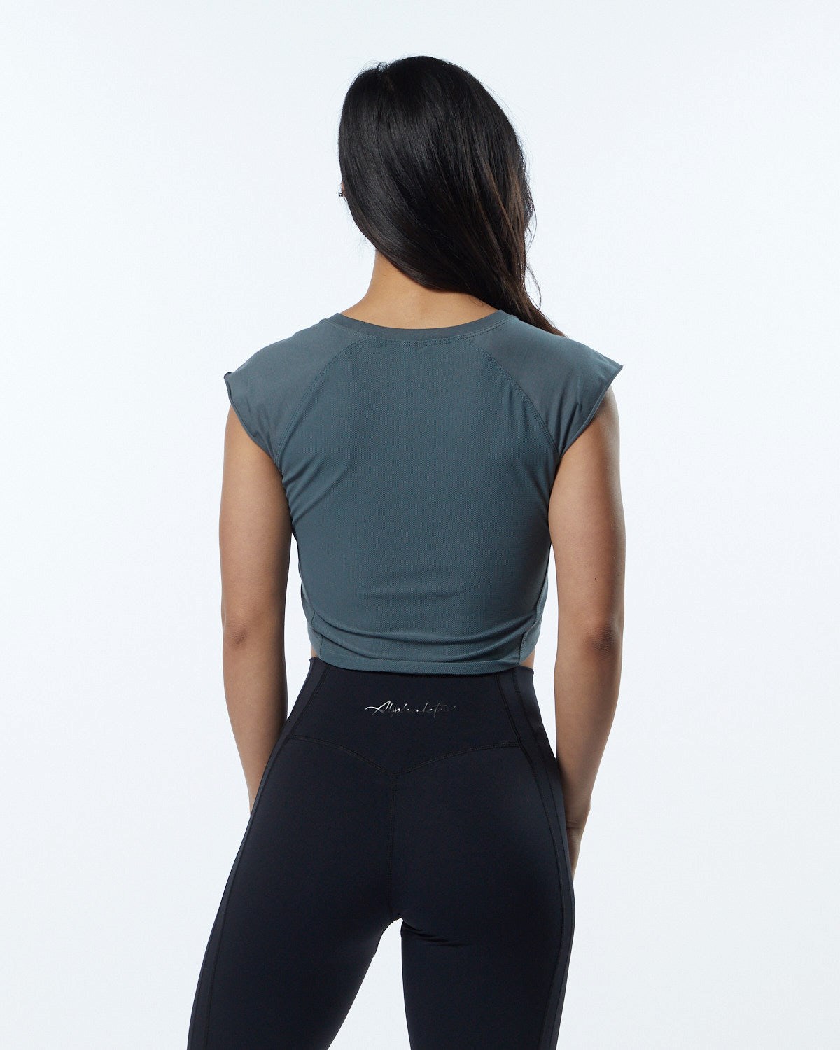 Alphalete High Performance Krótkie Sleeve Crop Tee Szare | 29354-TYQS