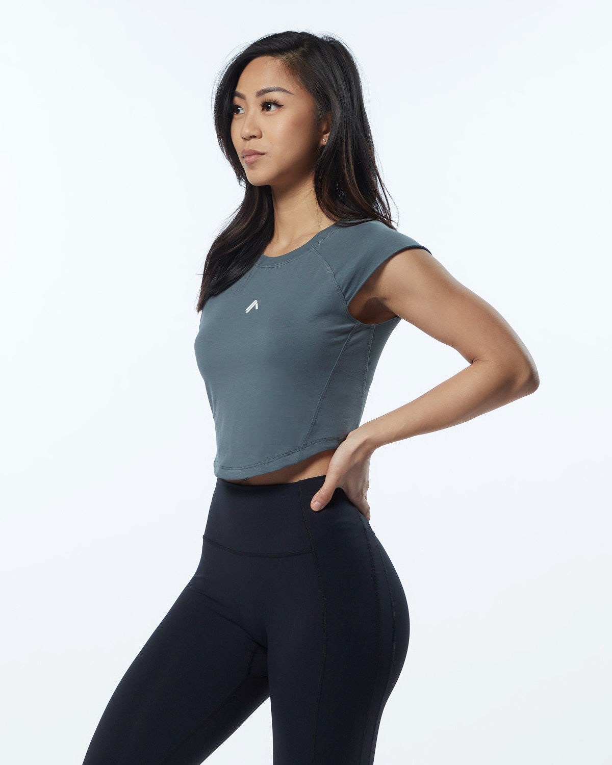 Alphalete High Performance Krótkie Sleeve Crop Tee Szare | 29354-TYQS