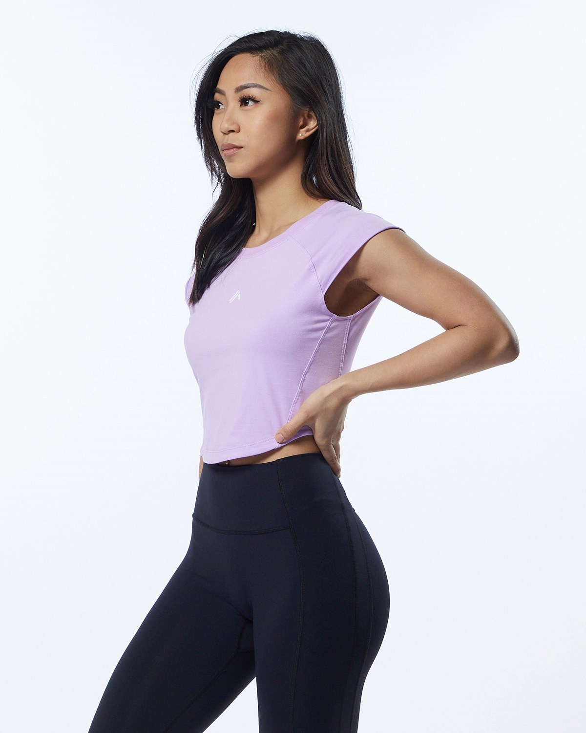 Alphalete High Performance Krótkie Sleeve Crop Tee Lawenda | 29483-UTKG