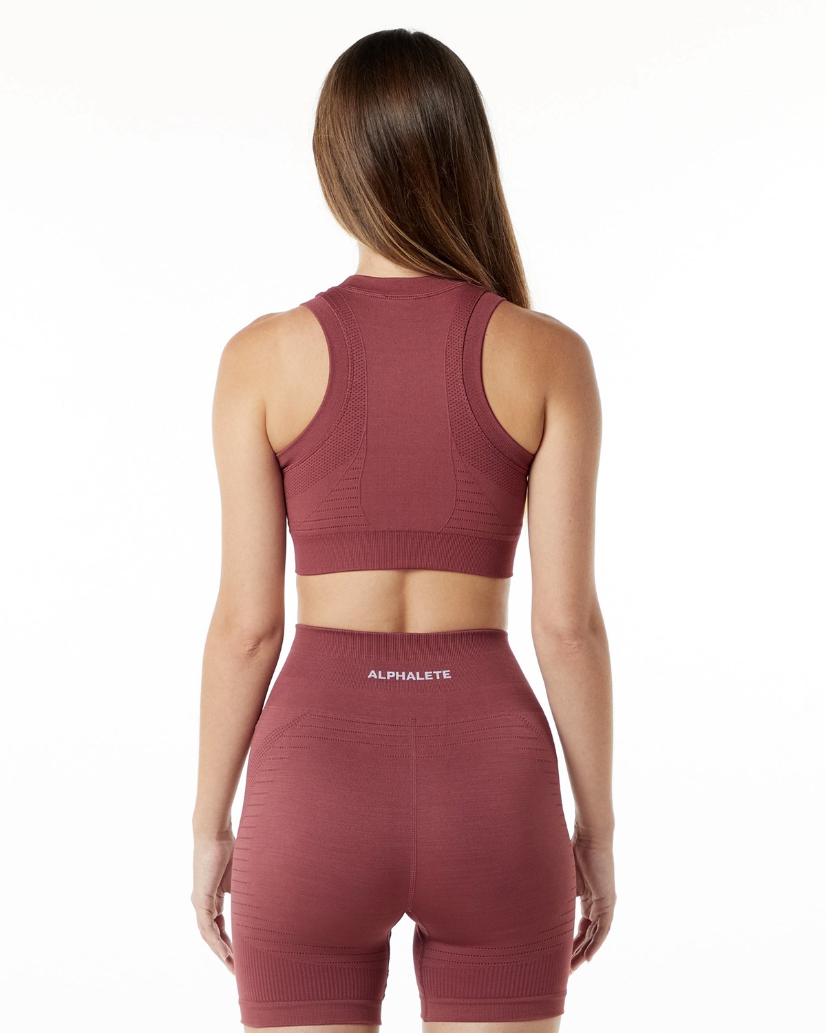 Alphalete High Performance Seamless Crop Bra Gingerbread | 05876-PKFI