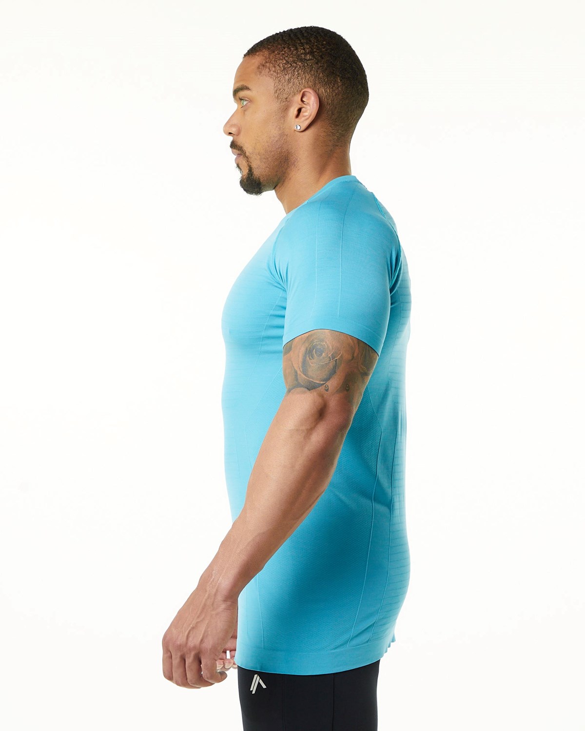 Alphalete High Performance Seamless Krótkie Sleeve Tee Faded Ocean | 07962-FZIQ