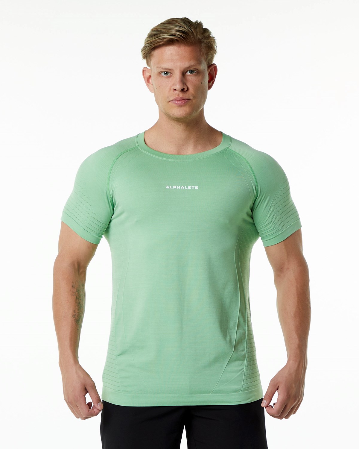 Alphalete High Performance Seamless Krótkie Sleeve Tee Pistachio | 18243-AHJU