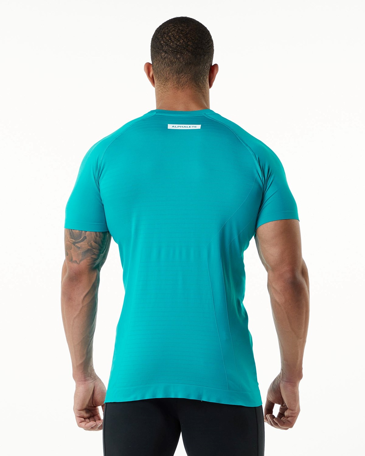 Alphalete High Performance Seamless Krótkie Sleeve Tee Ocean | 48175-NIHT