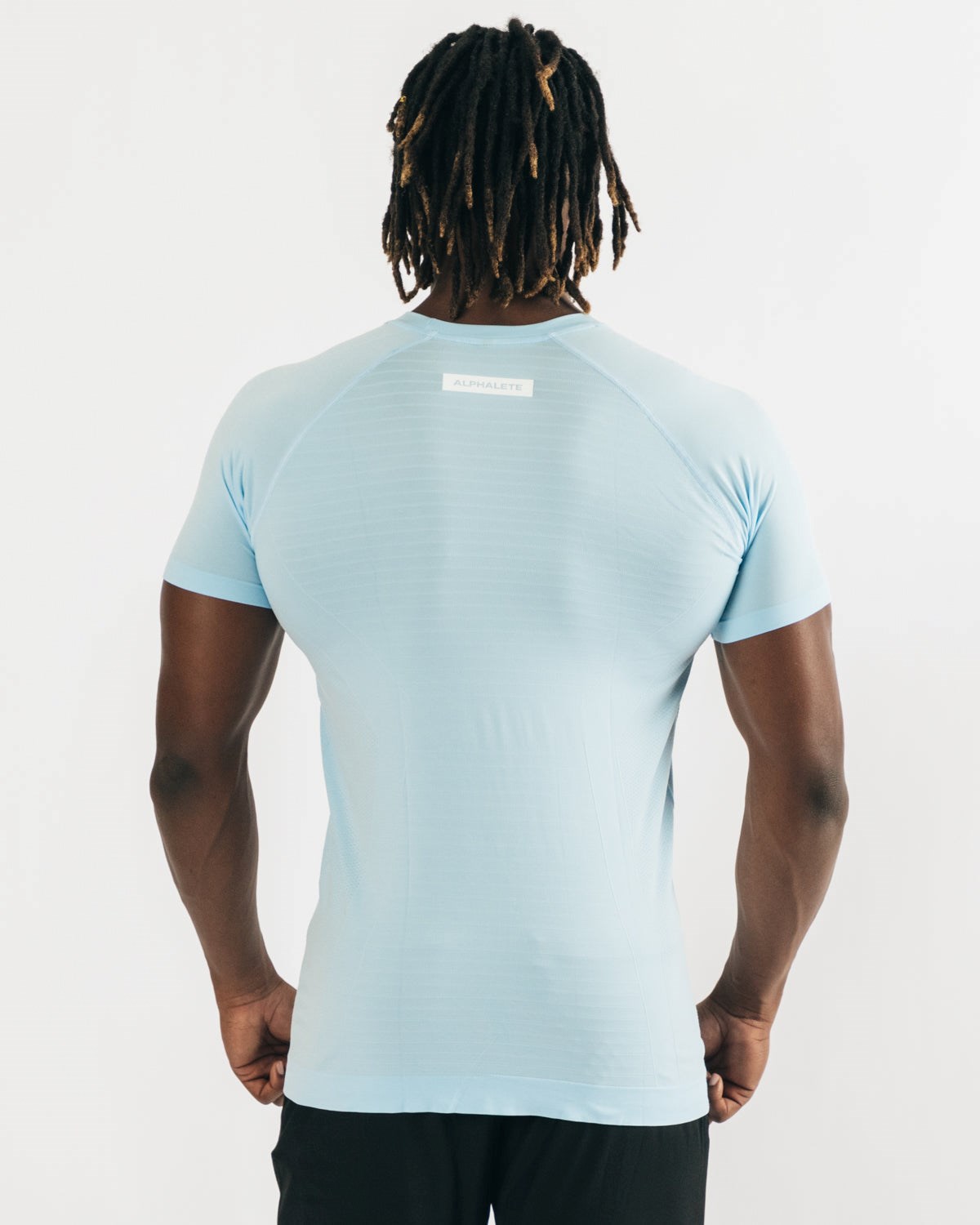 Alphalete High Performance Seamless Krótkie Sleeve Tee Niebieskie | 79264-GAVK